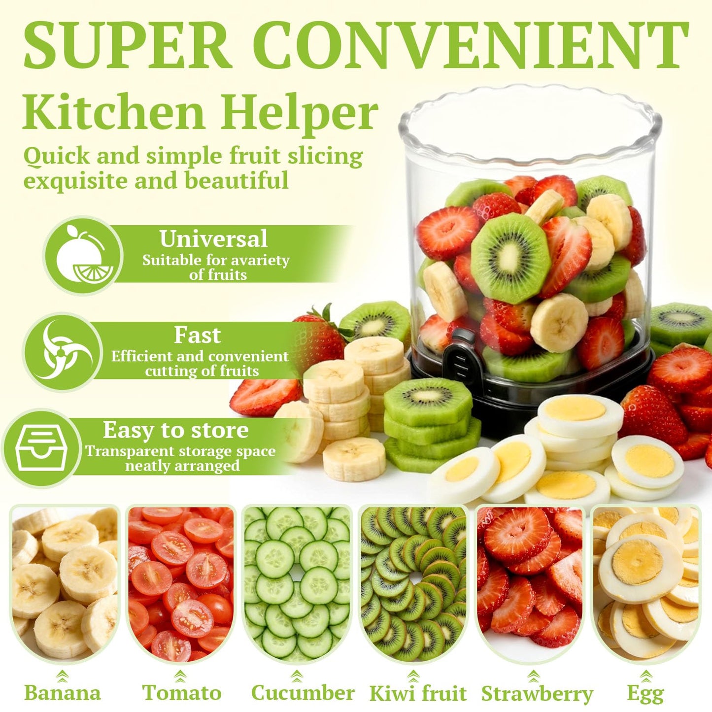 Hendiy Strawberry Slicer with Stainless Blades | Egg & Fruit Slicer Cup for Banana, Cucumber, Mushroom | ABS Detachable Kitchen Gadget - Precision Berry Cutter Tool (Black, 1-Pack)