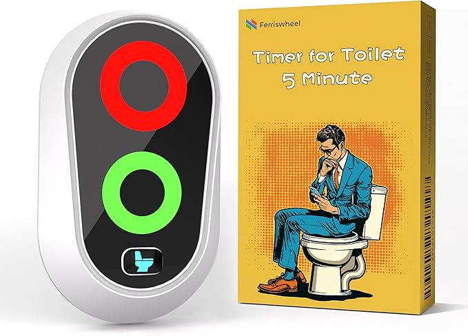5 Minute Timer for Toilet, Funny Gift for Dad Mum, Festival Novelty Gift for Father's Day, Birthday, Christmas, Stocking Stuffer, Thanksgiving, White Elephant, Waterproof Timer with Lights (Whtie)