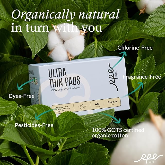 100% Organic Panty Liners for Women-240ct, Ultra Thin Cotton Cover, Regular Pantiliners, Light Absorbency, Unscented Barely There Pantie Liners (Regular Liner, Size 1, 240ct)