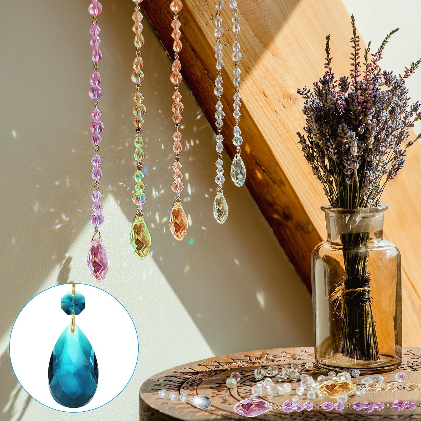 PATIKIL Teardrop Crystal Chandelier Pendants Beads, 10 Pack 60mm Length 38mm Chandelier Prisms Parts Ornaments Hanging Beads for DIY Arts Crafts Decoration, Sky Blue