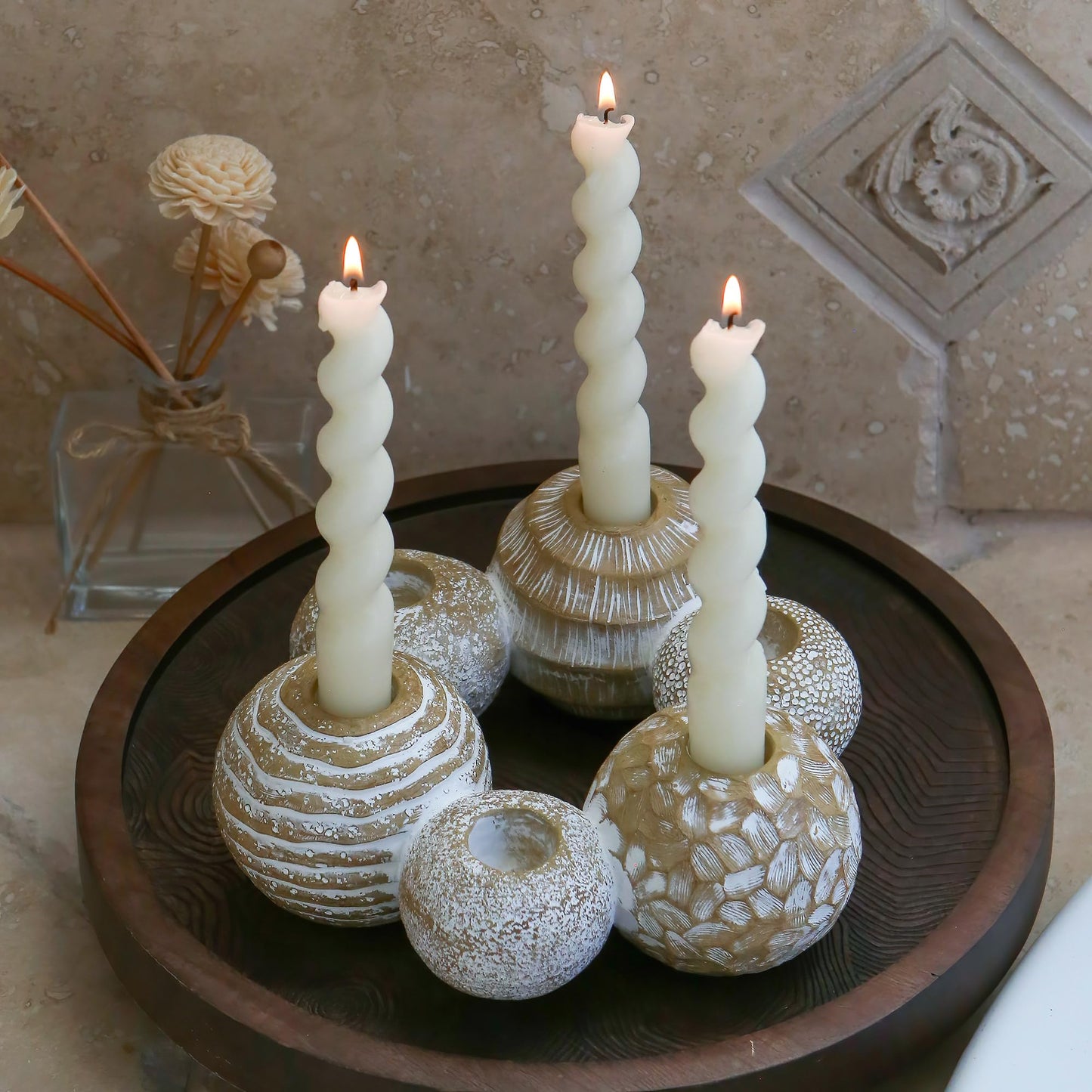 Kate Aspen 2-in-1 Gold Candle Holder Centerpiece for 6 Candles – Tealight & Taper Candle Holder, Gold Table Decor for Dining Room, Coffee Table, Boho, Rustic or Modern Home Decor