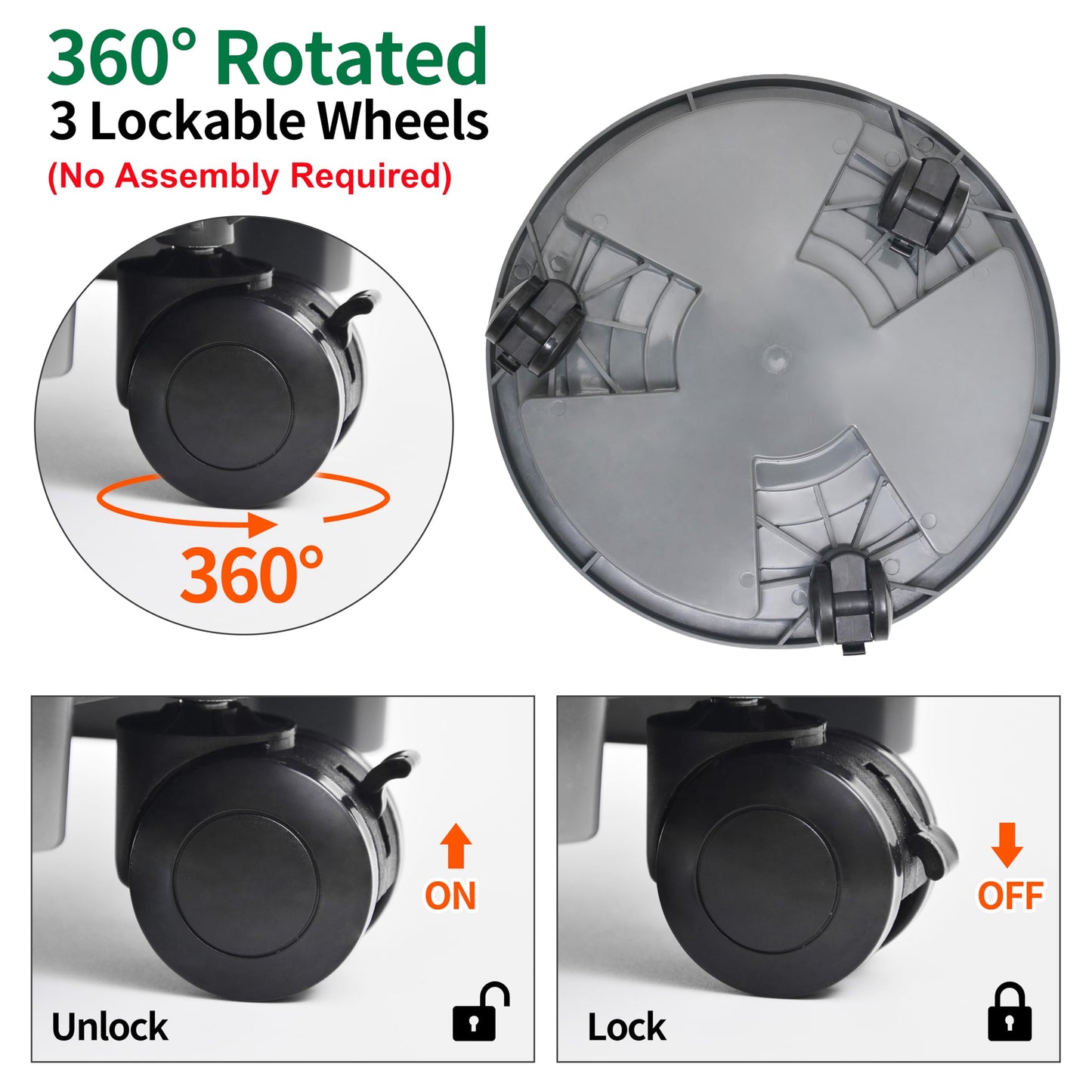 ORIMERC 3 Pack Plant Caddy with Wheels Heavy Duty 12 inch Plant Saucer Self-watering Design, Movable Wheeled Round Planter Stand Coaster Trolley, Flower Pot Dolly Rack Tray on Rolling Caster Roller Indoor Outdoor