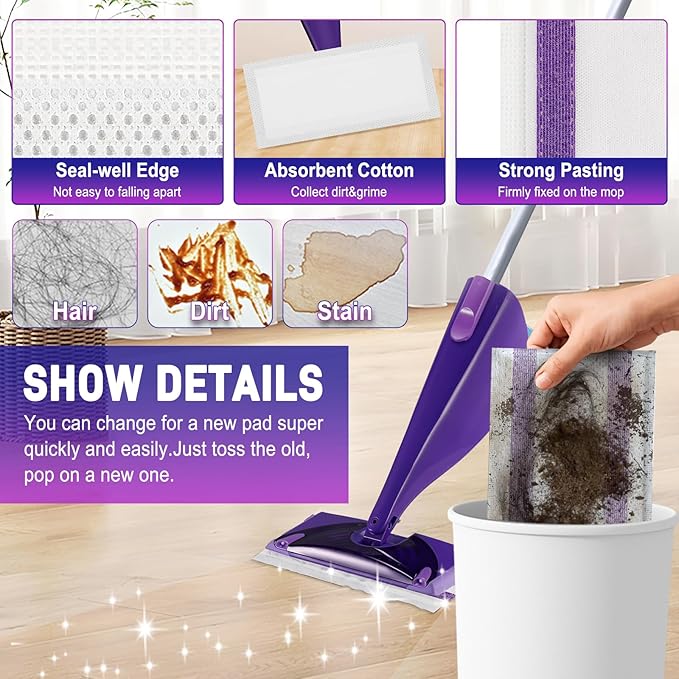 20Pack Mopping Pad Refill for swiffer Wetjet Mop Compatible with swiffer Wet Pads Refill Replacement for swiffer Wet Jet Pads Disposable Multi Surface Floor Mop Pads, Thickness & Absorbent
