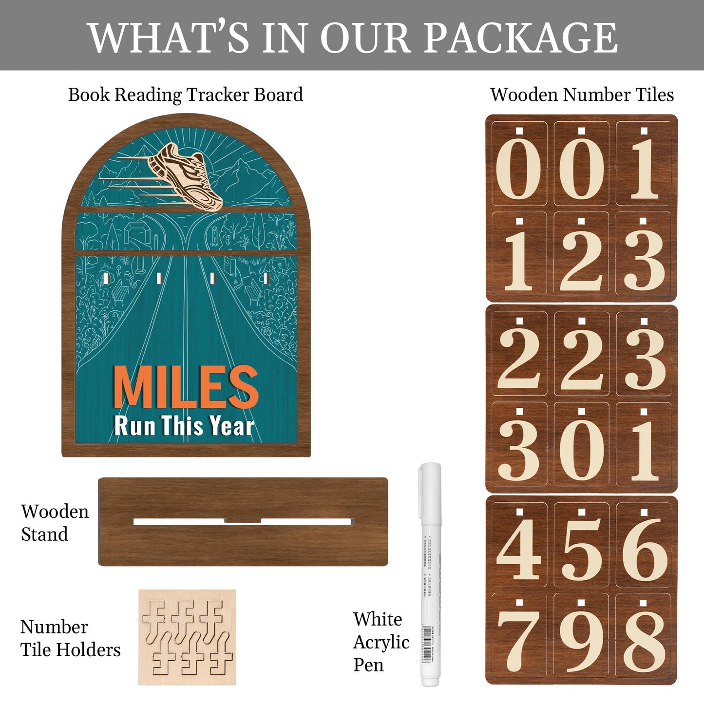 Personalized Miles Run This Year Tracker, Custom Wooden Running Log Counter, Unique Gifts for Runners Men Women, Cool Marathon Runner Gifts, Motivational Decor for Gym Home Workout Decor