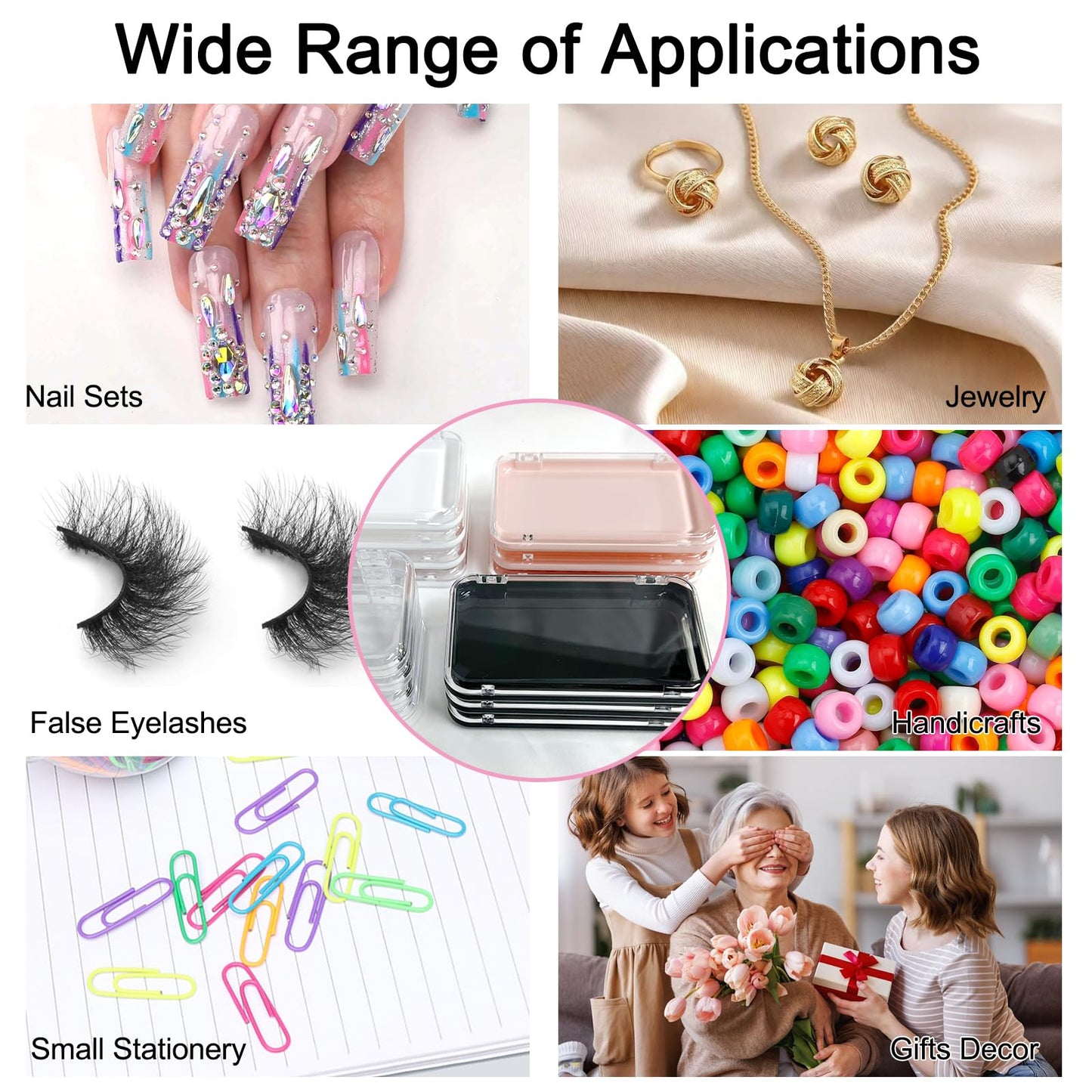14Pcs Press On Nail Packaging Box Large,Press on Nail Storage Box for Press Ons Long, 5.1”×2.95” Fake Nail Storage Cases with 60 Pcs Adhesive Tape for Fake Nails Storage Display Nail Salon Business