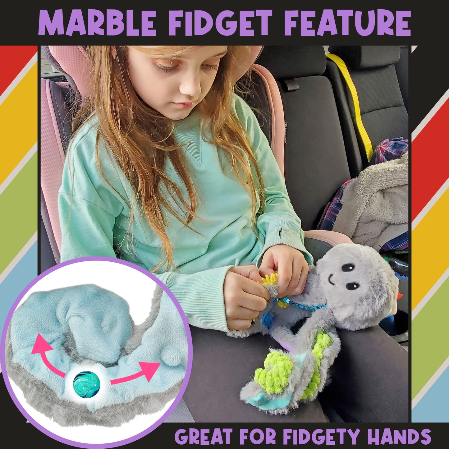 MEAVIA Mini Sensory Octopus Plush Toy, Travel-Size Fidget Plush for Special Needs and Sensory Fun