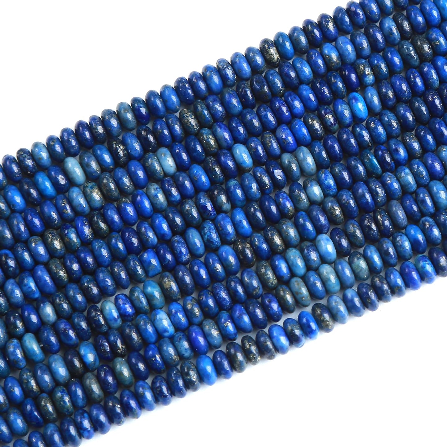150PCS 2x4mm Natural Lapis Lazuli Rondelle Beads Abacus Disk Stone Beads Round Loose Spacer Gemstone Beads for DIY Bracelet Necklace Jewelry Making