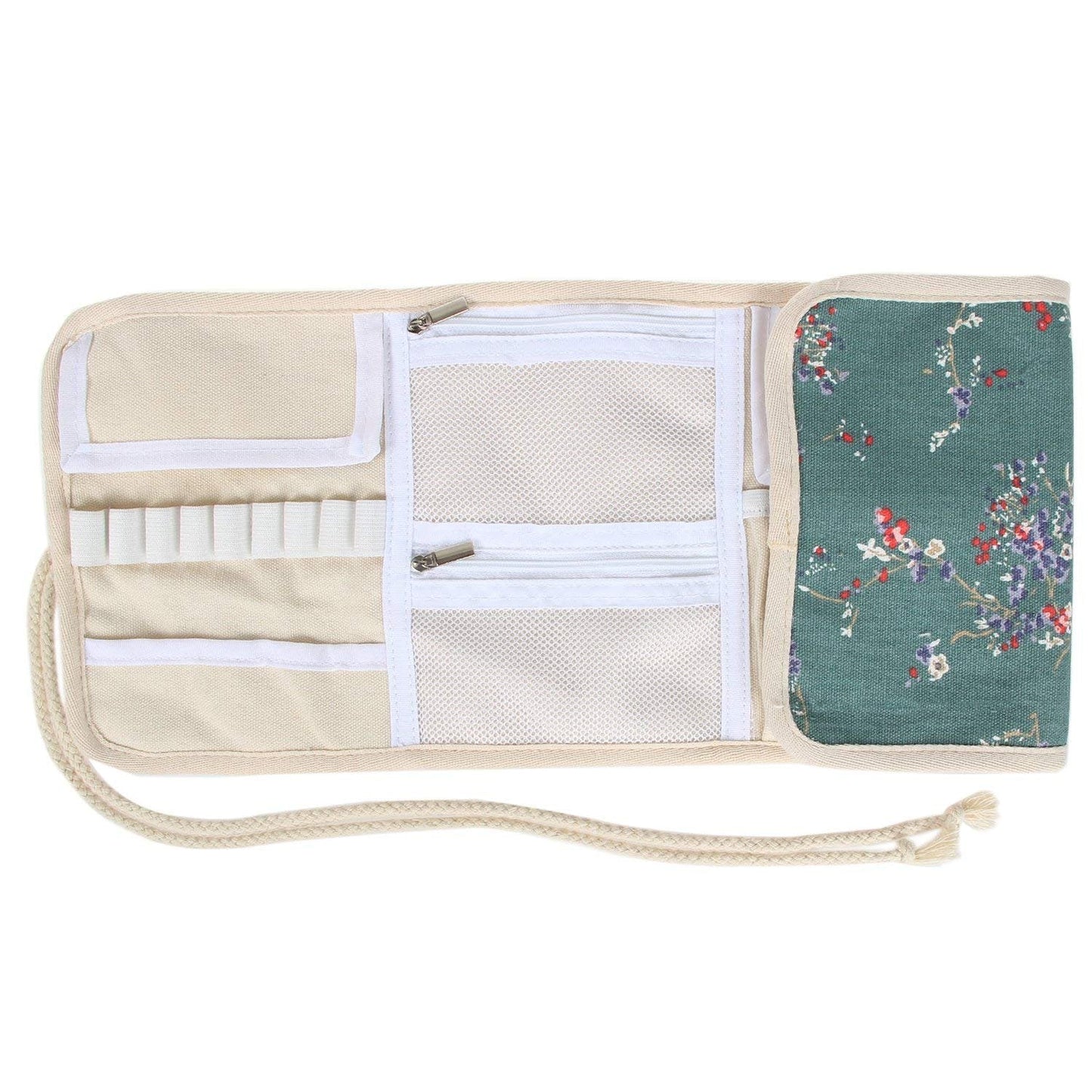 Teamoy Crochet Hook Case, Roll Bag Holder Organizer for Various Crochet Needles and Knitting Accessories, Plum Flowers