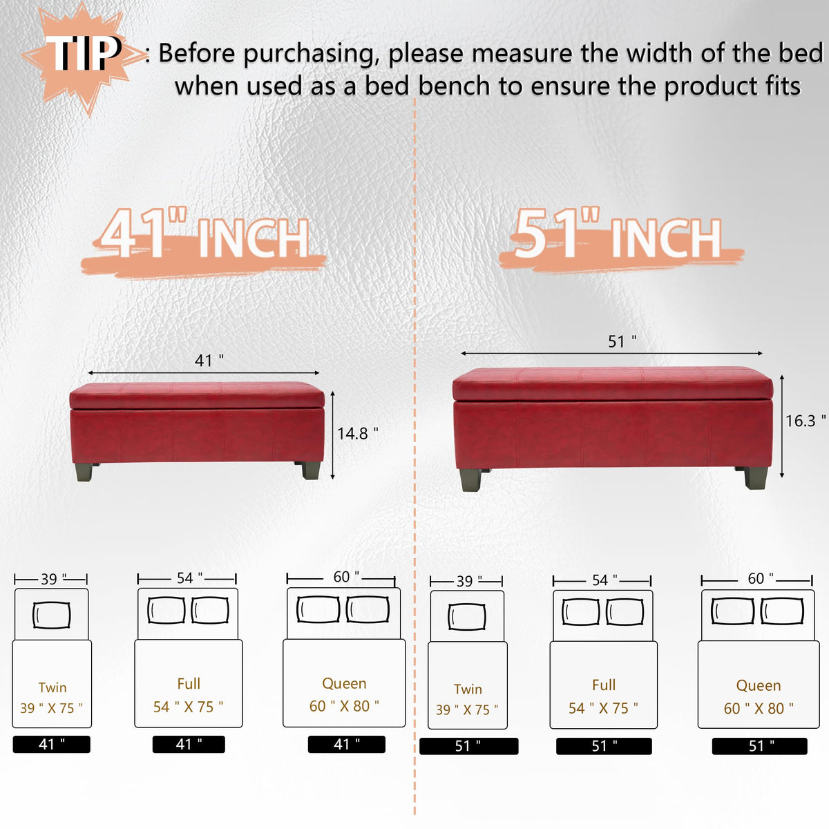 51 Inch Storage Ottoman