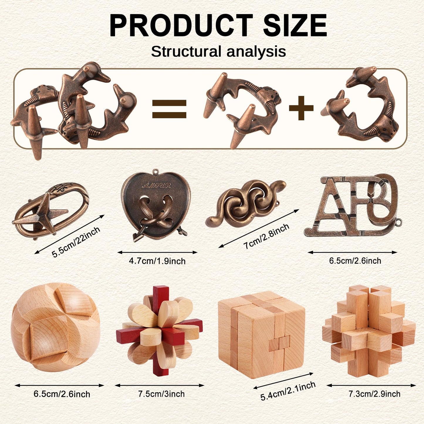 16 PCS Metal & Wooden Brain Teaser Puzzle Set – Challenging Logic & Ring Puzzles for Adults, Entertaining & Thoughtful Gift for Family and Loved Ones