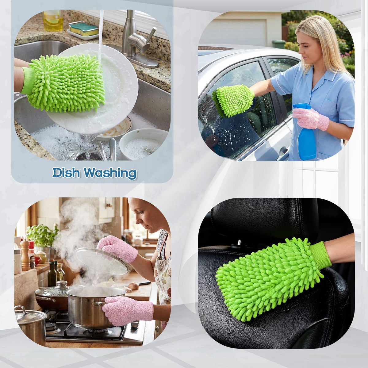 6 Pcs Micro Dusting Mitt Gloves Plant Cleaning