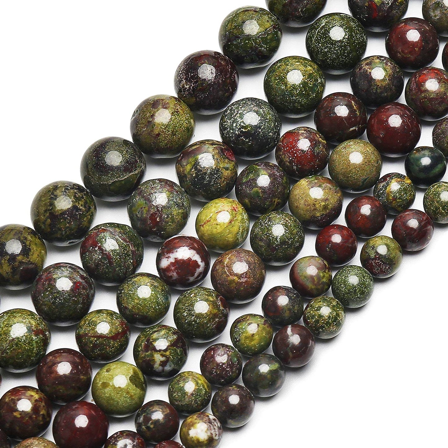 70PCS Natural 8MM Healing Gemstone, Dragon’s Blood Energy Stone Round Loose Beads, Semi-Precious Crystal Beads with Free Elastic String for Jewelry Making DIY