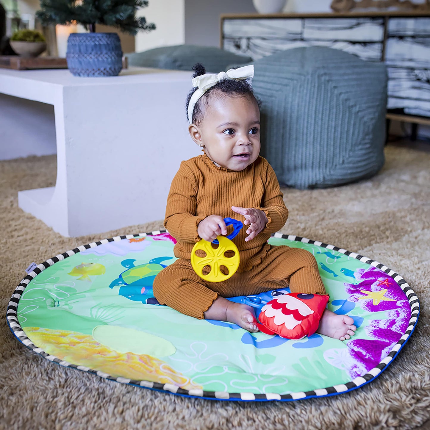 Baby Einstein Sea Floor Explorers 2-in-1 Water Mat, Portable Tummy Time, Activity Play Gym, Sensory Toys, Ages Newborn and Up