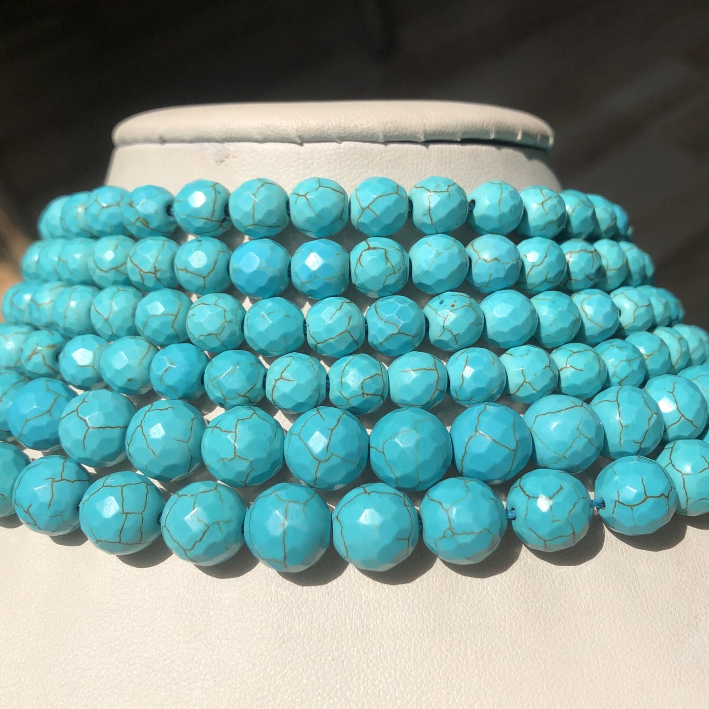 Yochus 45pcs Blue Turquoises Beads，8mm Healing Power Natural Stone Round Loose Beads for Jewelry Making Earring Necklace DIY Crafts