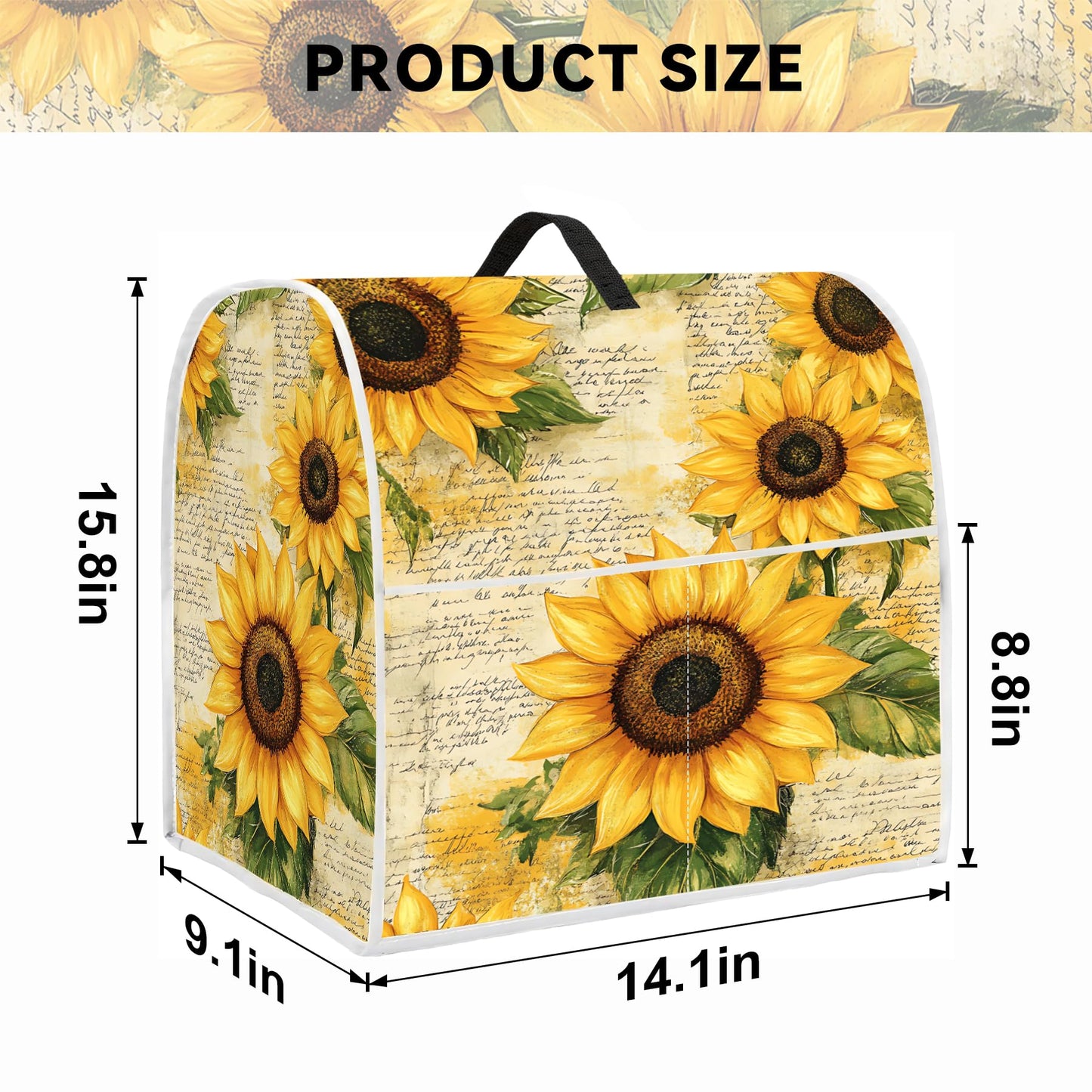 6-8 Quart Kitchen Stand Mixer Dust Cover, Kitchen Appliance Protective Covers with Top Handle and Pocket, Sunflower bouquet