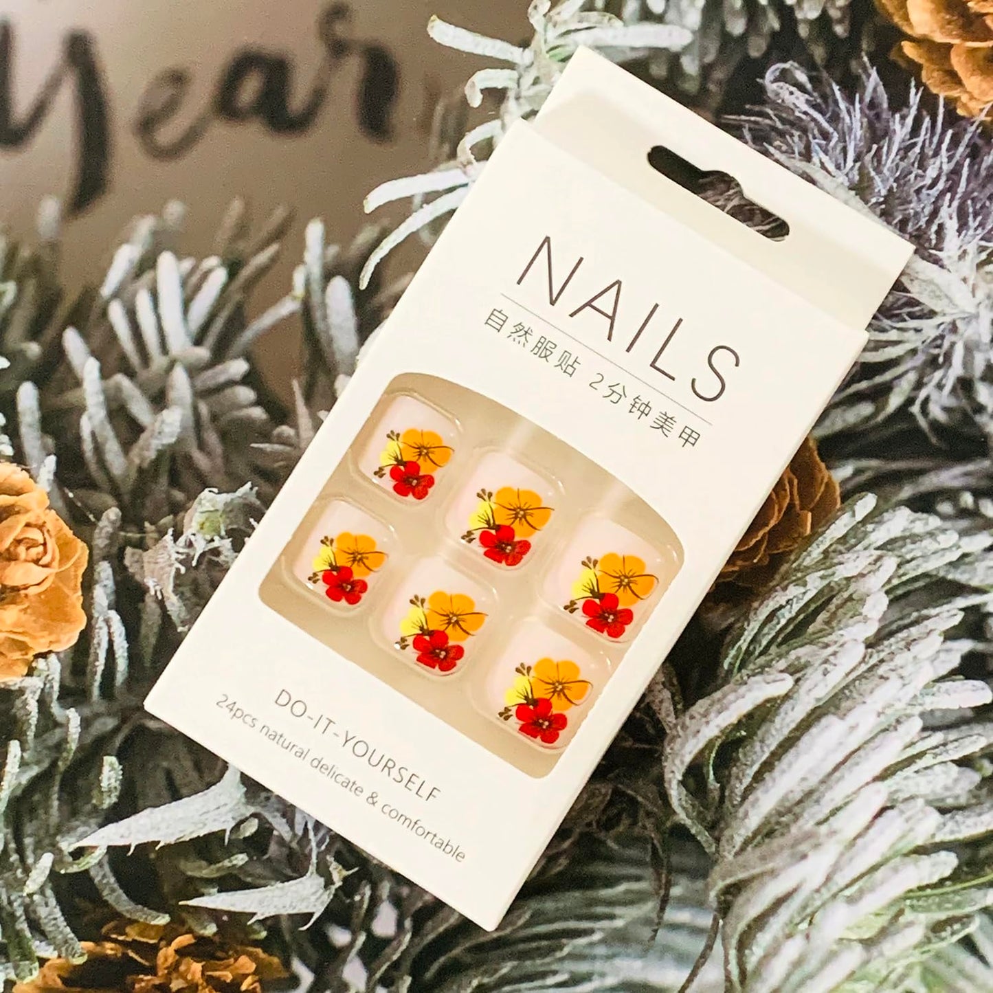 Press-On Coffin Nails with Flower Designs, Full Cover Reusable False Toenails with Adhesive Tab, Artificial Acrylic Fake Nails for Toe, Glue-On Toenails with Charm, Stick-On Toe Nails for Women