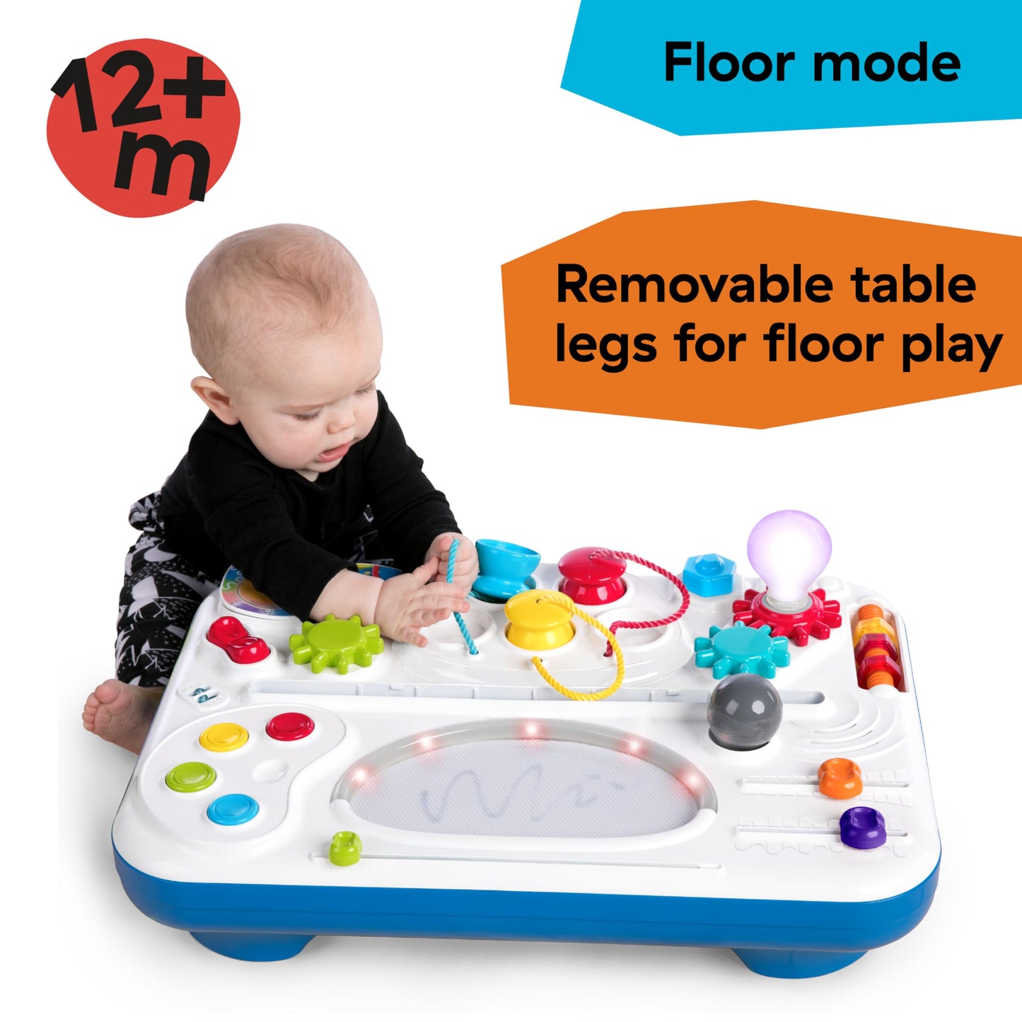 Baby Einstein Curiosity Table Activity Play Station, Montessori Floor Toy and Interactive Workbench, 12 Months and Up