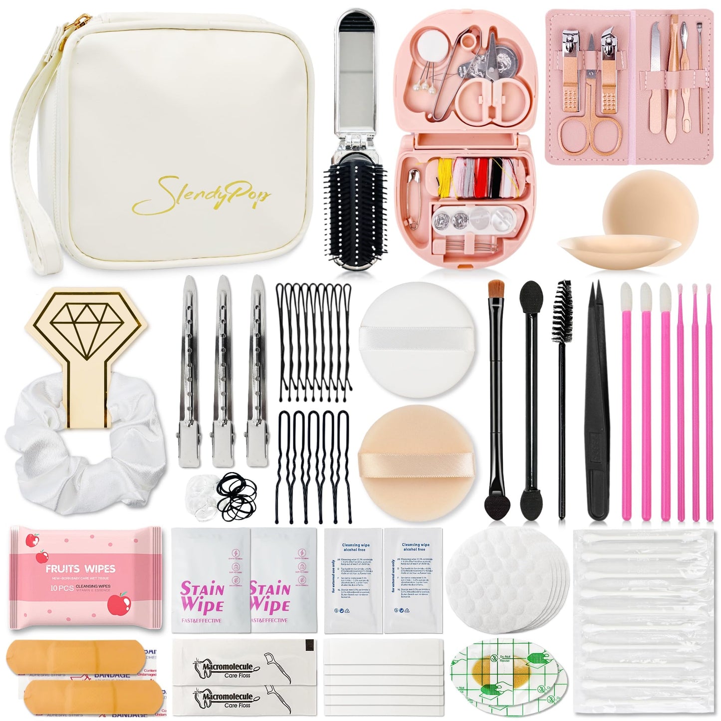 Wedding Gift Set Emergency Kit for Women 39 Essentials For Brides Daily Use All-In-One Travel Kit Women's Survival Kit For Team Bride (White)
