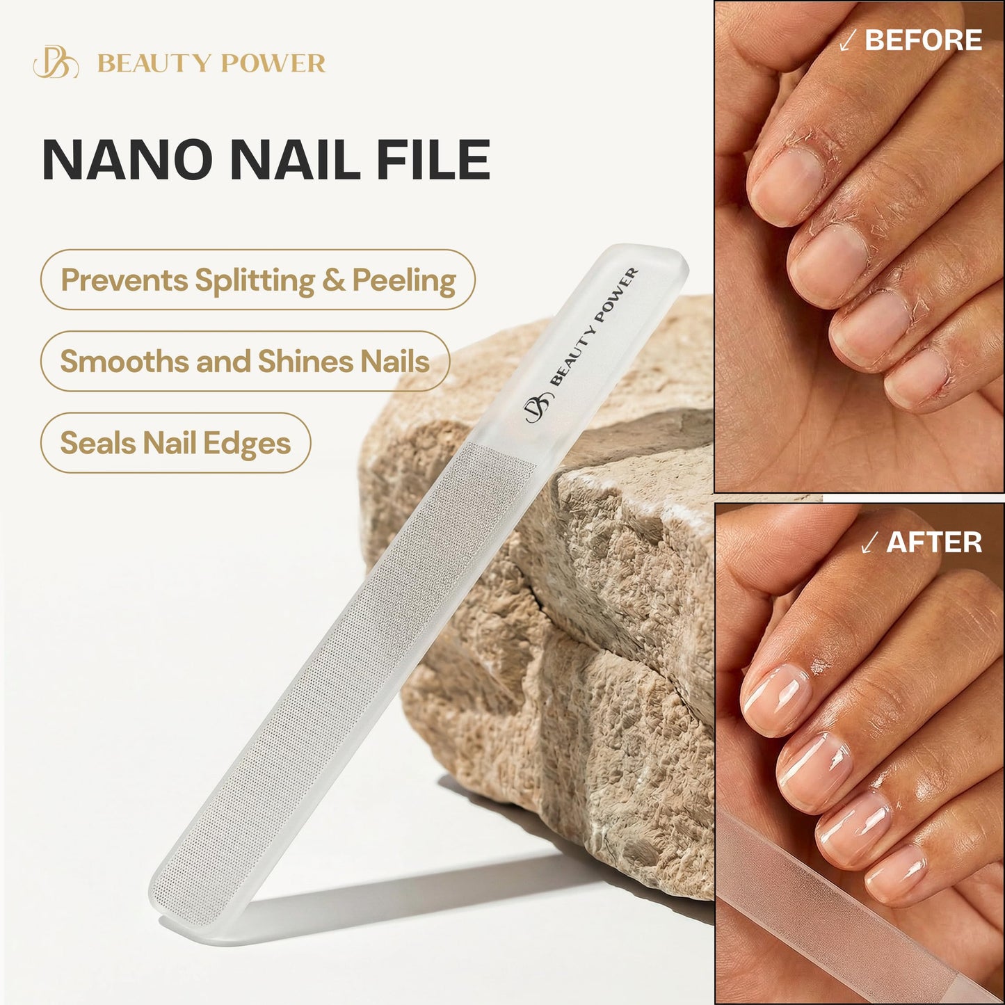 Beauty Power Cuticle Trimmer with Cuticle Pusher & Nano Nail File - Cuticle Nipper Cuticle Remover - Professional Stainless Steel Clippers Pedicure Manicure Tools for Fingernails - Gift Idea