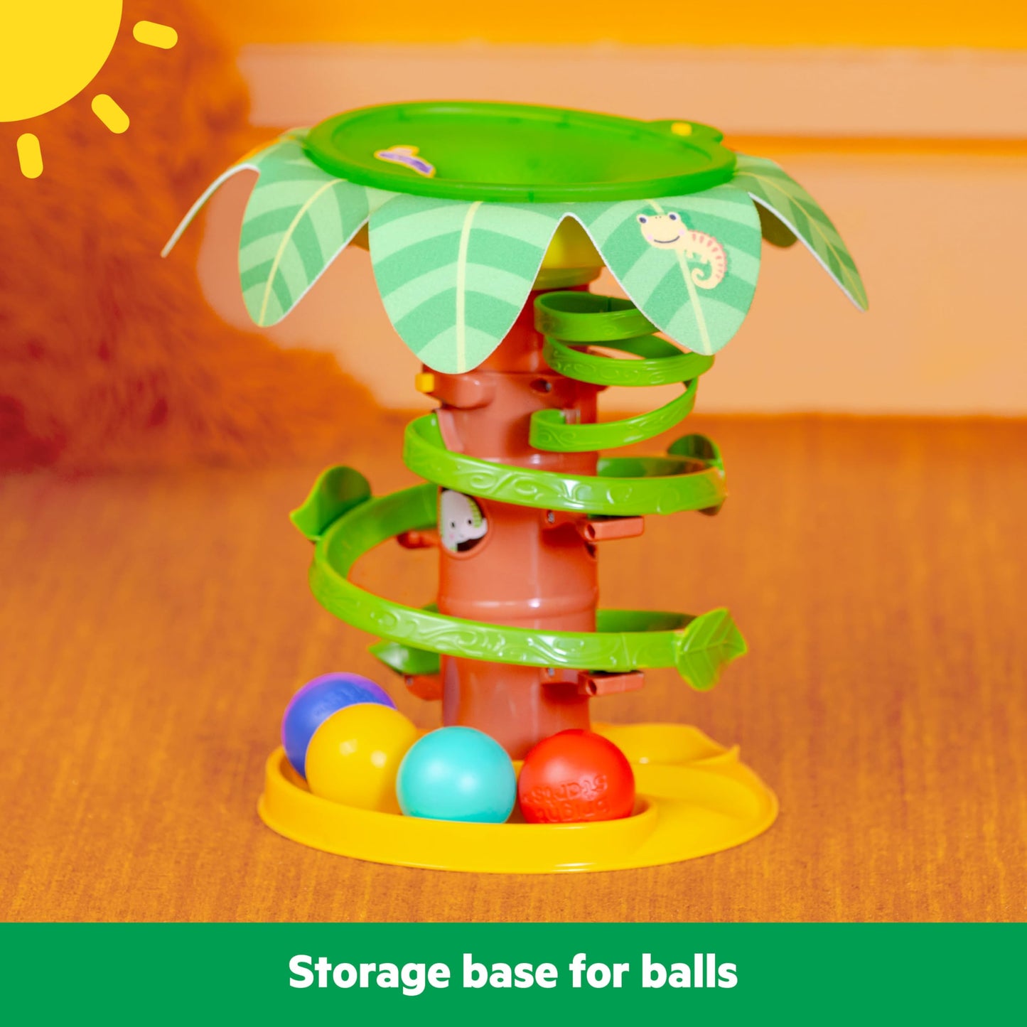 Bright Starts Tropical Twirl Ball Play Toy with Lights & Music, 5 Balls Included, Unisex, 6 Months+