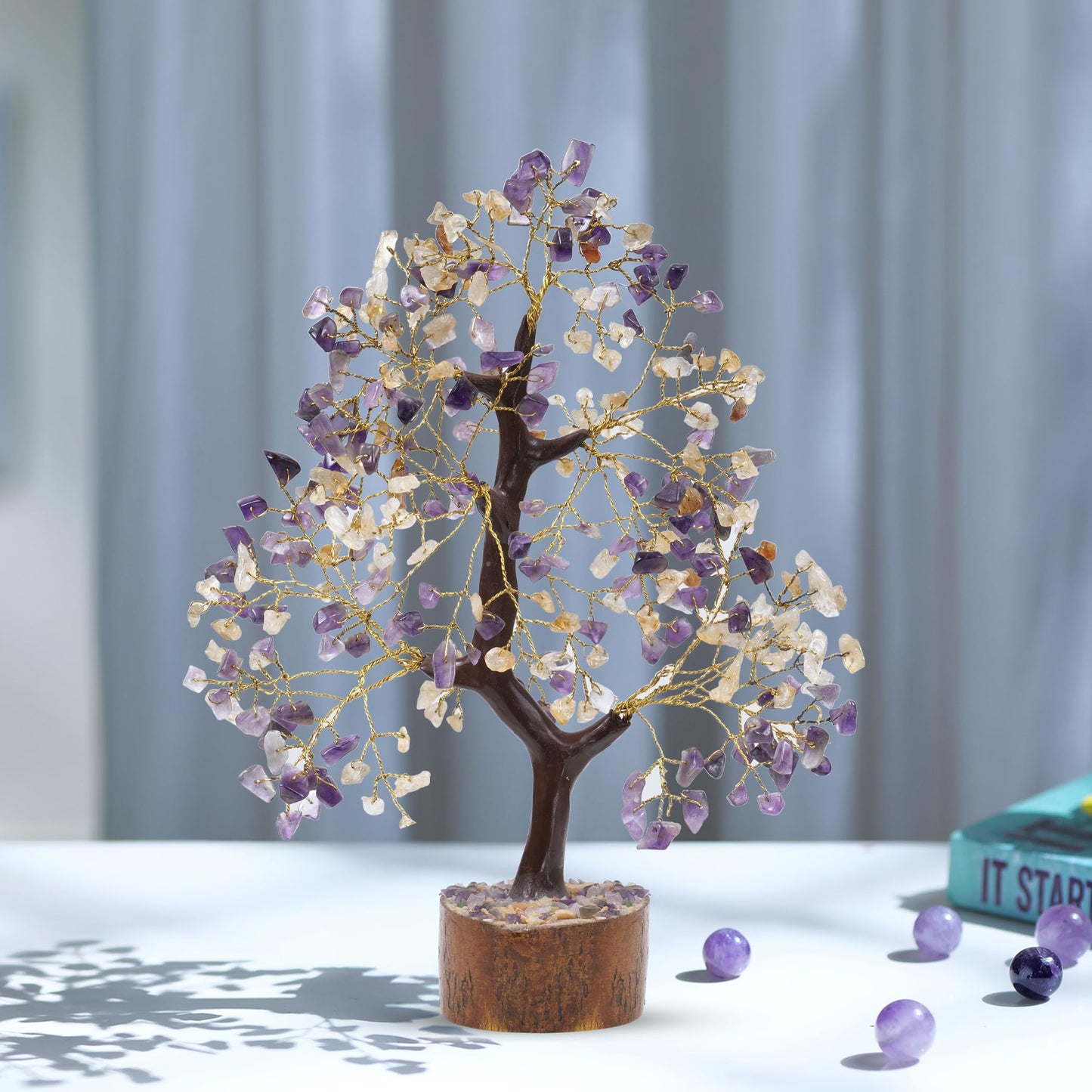 PYOR Amethyst Crystal Tree, Citrine Stone, Money Tree, Gifts for Women, Crystals, Room Decor Aesthetic, Meditation Accessories, Office Shelf Decor