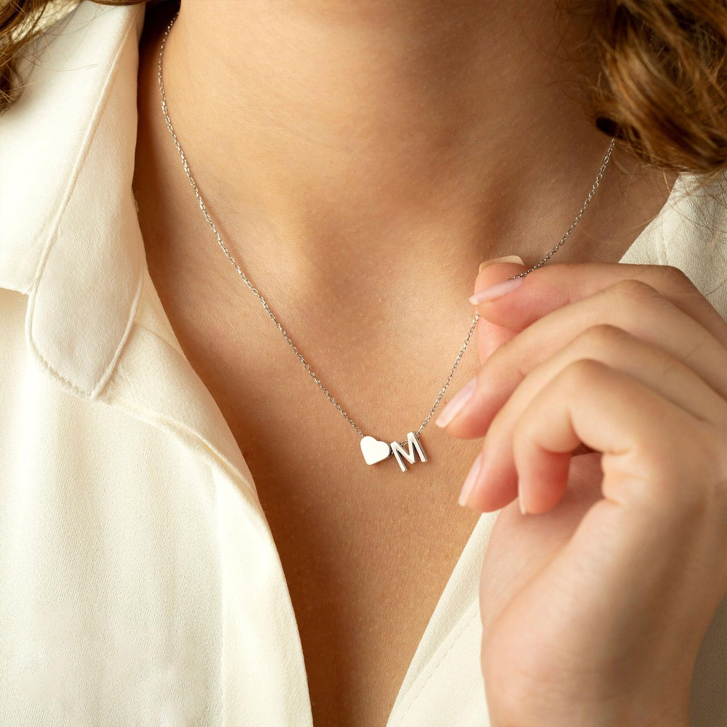 Turandoss Heart Initial Necklaces - Trendy, Dainty Initial Necklaces, Tiny Silver Mothers Day Gifts for Women