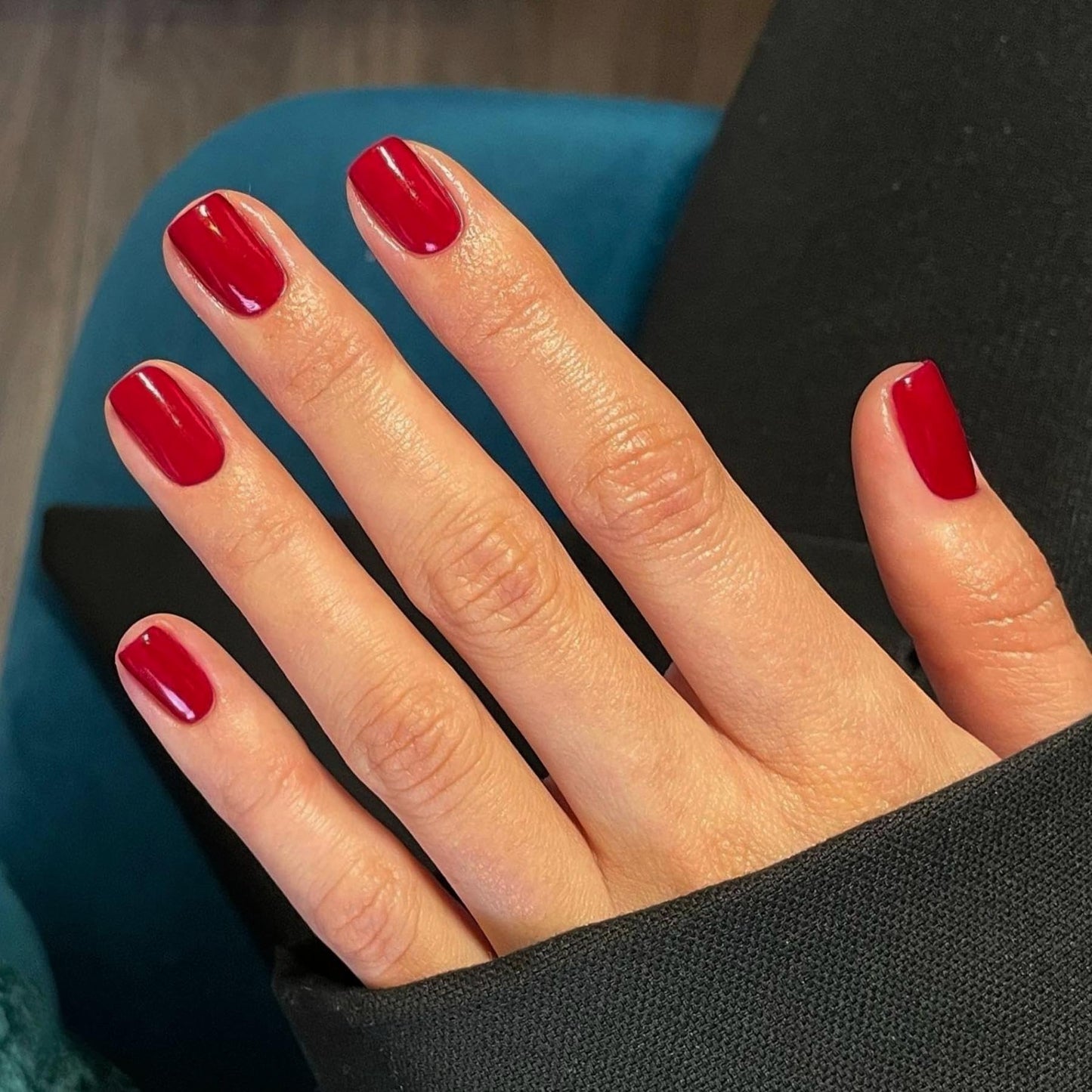 Wine Red Press on Nails Short Square, Acrylic Fake Nails Glue on Short Square Nails Press ons, Soft Gel Glue on Nail Stick on for Women Thick Solid Color 24pcs