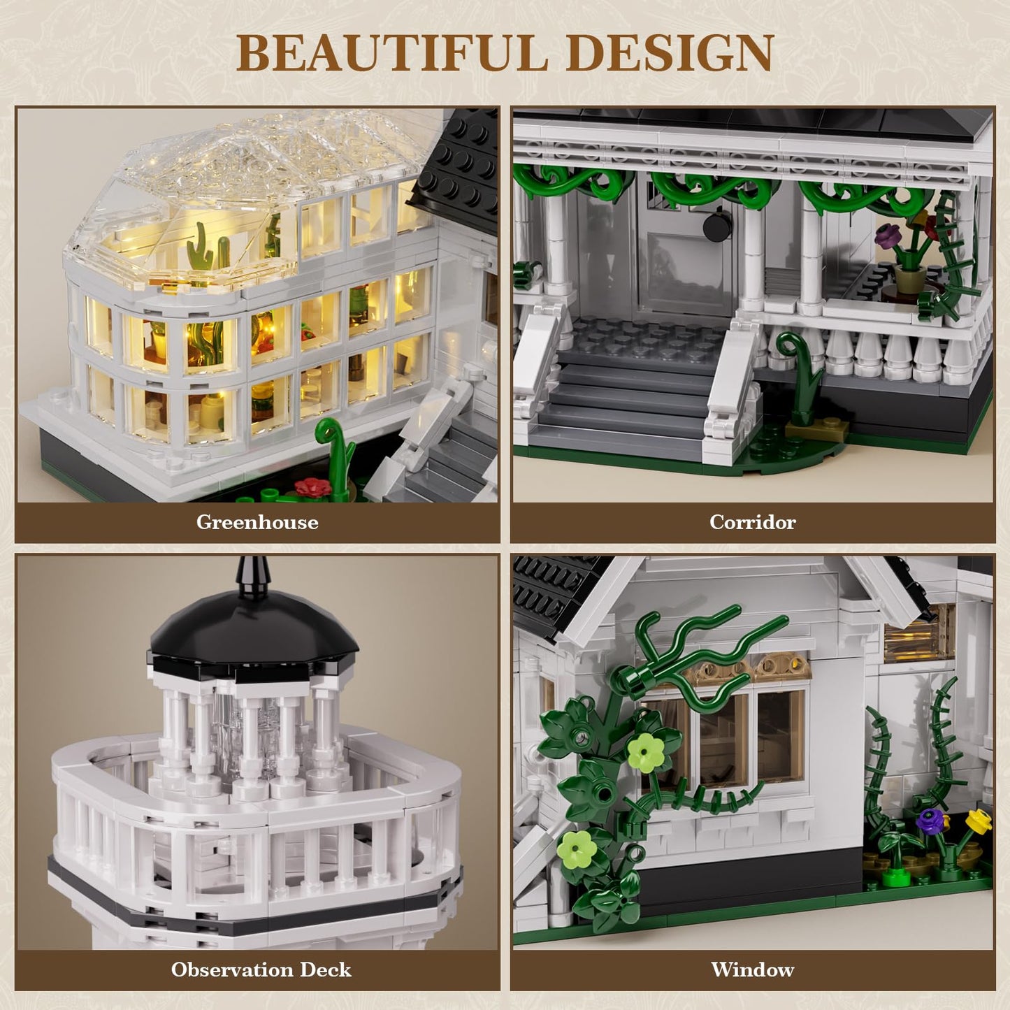 Magic House Building Set with LED Light, Owens House Blocks Toy, Creator Architecture Model Building Kit, Compatible with Lego Horror House, Home Office Decor Gift for Adults (1877PCS)
