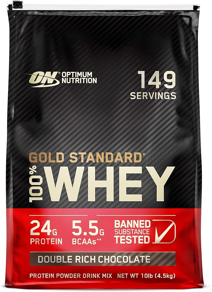 Optimum Nutrition Gold Standard 100% Whey Protein Powder, Double Rich Chocolate 10 Pound (Packaging May Vary)