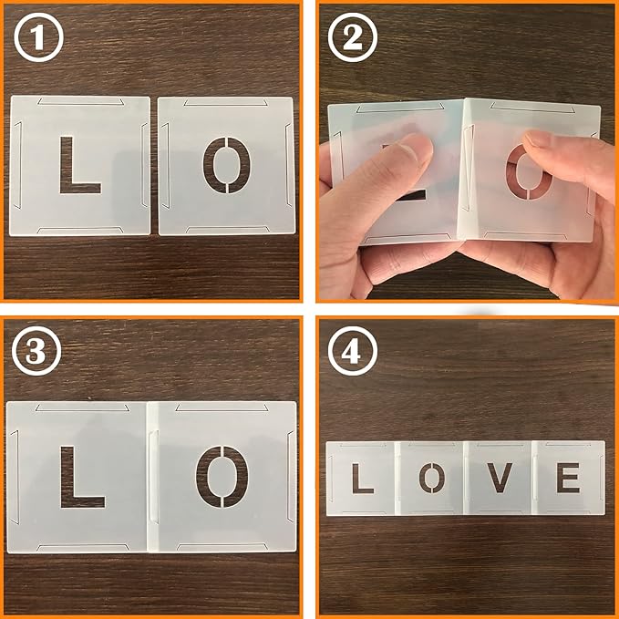2 Inch Alphabet Letter Stencils, 62 Pcs Reusable Plastic Letter Number Templates, Art Craft Stencils for Wood, Wall, Fabric, Rock, Chalkboard, Signage, Interlocking Template Kit for Painting on Wood