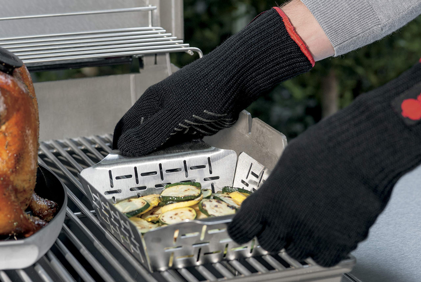Weber Style Small Stainless Steel Vegetable Basket – Durable Grill Basket for Side Dishes, Fits All Weber Grills, Silver