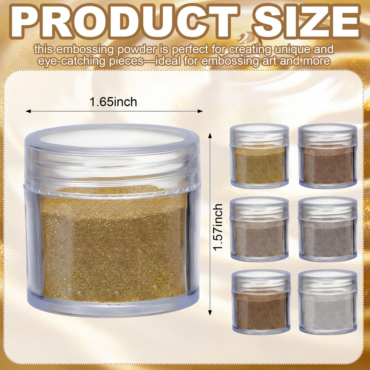 Heigble 6 Pcs 0.5 Ounce Glitter Embossing Powder Set for DIY Crafts Greeting Cards Making Scrapbooking Wedding Invitations (Silver,Copper)