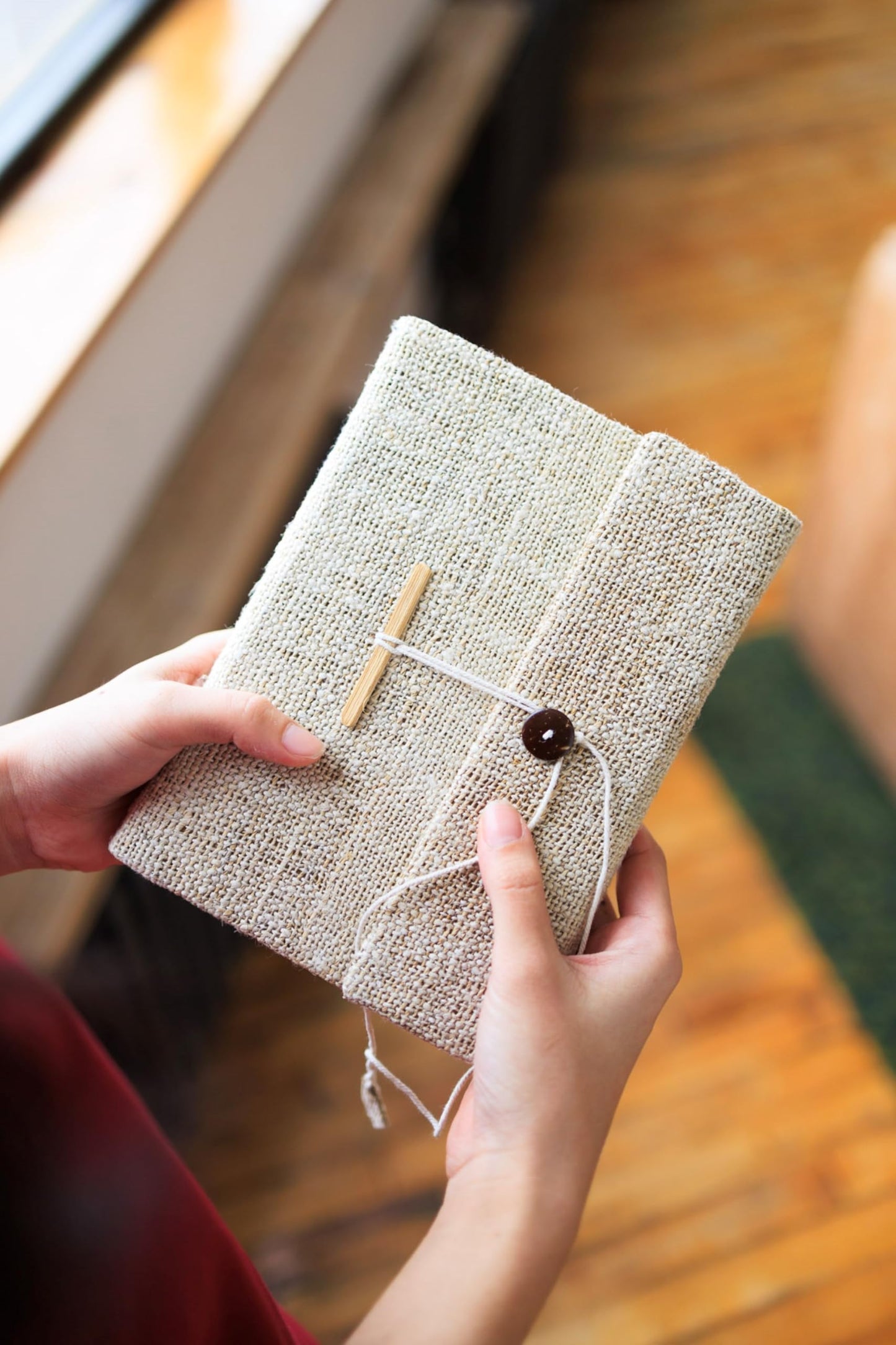 Asatre Handmade Hemp Journal with Lokta Paper – A5 Eco-Friendly Notebook, 120 Blank Pages, Vegan & Sustainable, Made in Nepal (Natural)