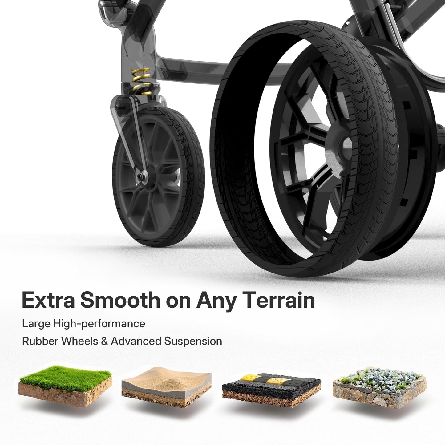 Wagon Stroller for 2 Kids, All-Terrain with Removable UV-Protection Canopy , Adjustable Push/Pull Handle, Snack Tray & Cup Holders, Perfect for Baby and Toddler（Black)