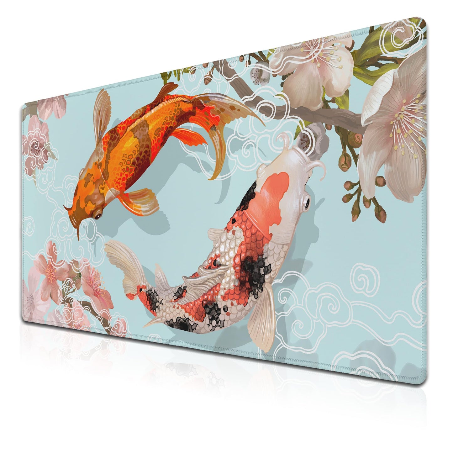 Samgula XXL Mouse Pad, Gaming Mousepads Desktop Mats, Extra Large Desk Pad Non-Slip Rubber Base Waterproof with Stitched Edges, 35.4 X 15.7 inch for Work/Game/Office/Home Japanese Traditional Fish