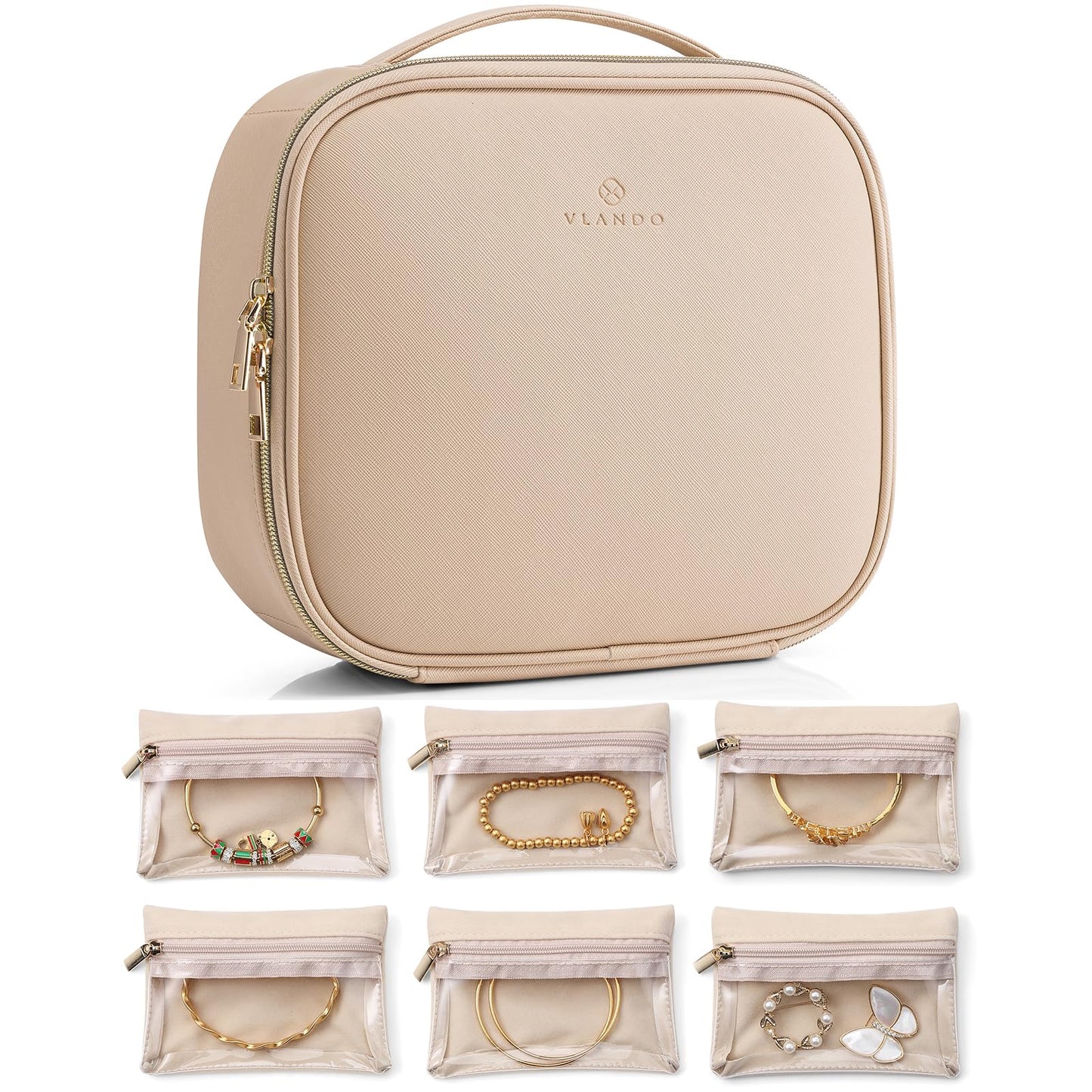 Vlando 6 Pcs Jewelry Bag and Cosmetics Bag for Women