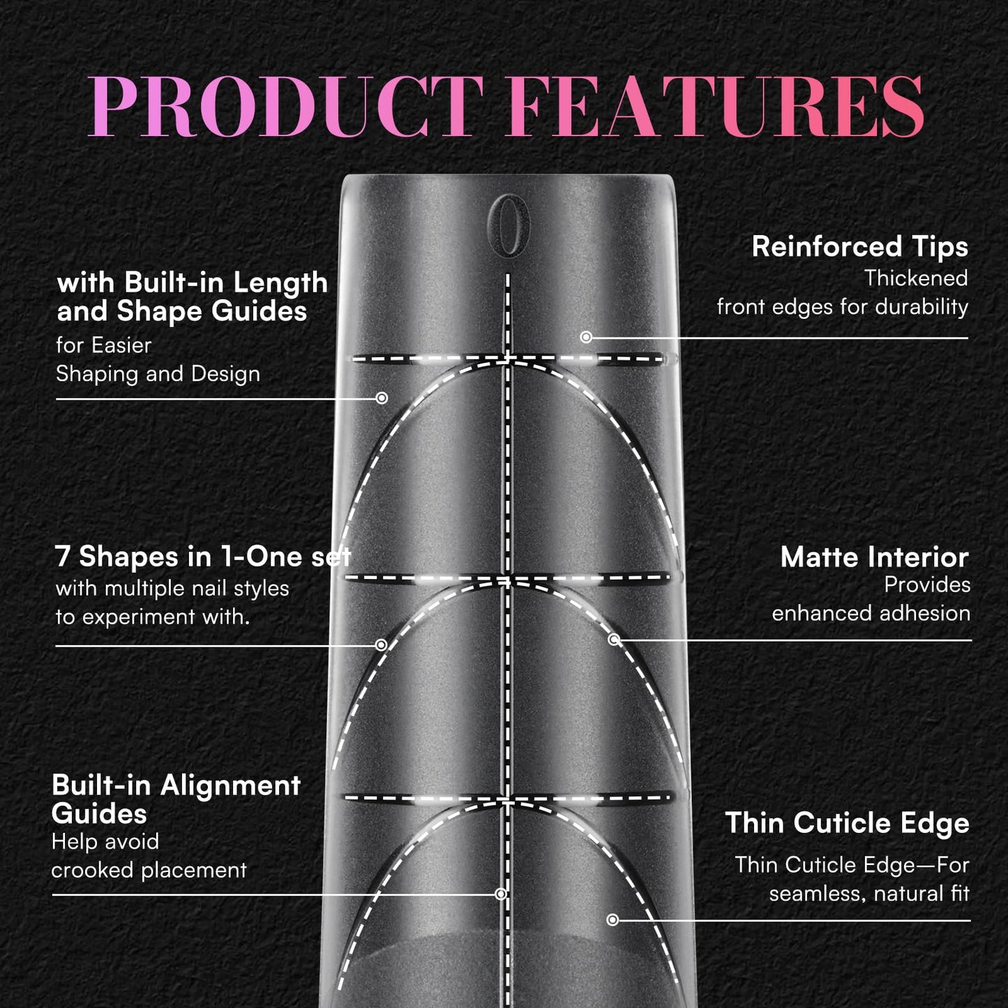 Makartt XL Tapered Square Nail Tips with Alignment Guides, Half Cover Fake Nails, Natural C Curve, Matte Clear Straight Nails for Extension, Nail Art Design Manicure Salon Home DIY, 240pcs 12 Sizes