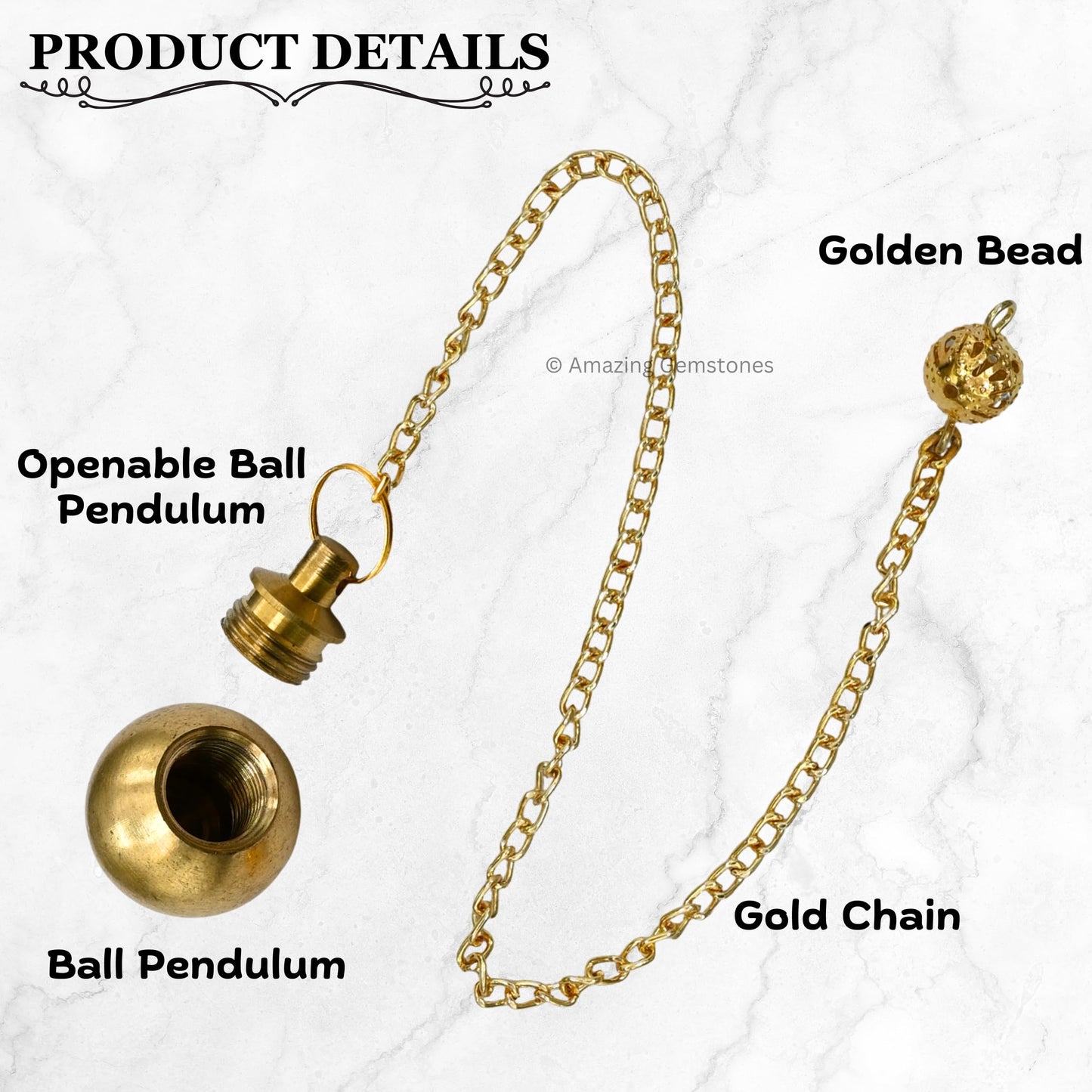 Amazing Gemstone Healing Metal Pendulums for Divination, Gold Openable Ball Steel Copper Pendulum High Energy Pendulo de Bronce Pendulos de Mesa MP97