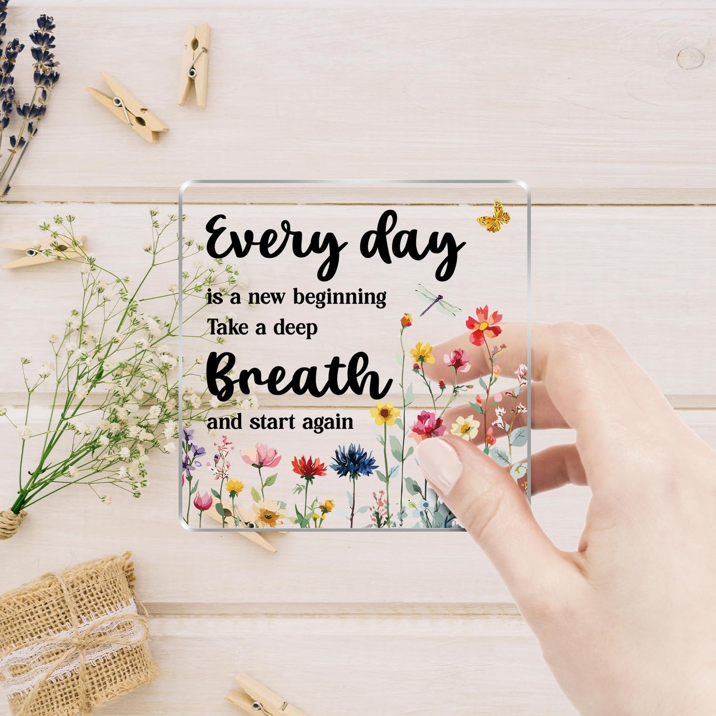 Inspirational Office Desk Decor Gifts for Women, Every day is a New Beginning Motivational Decoration for Home