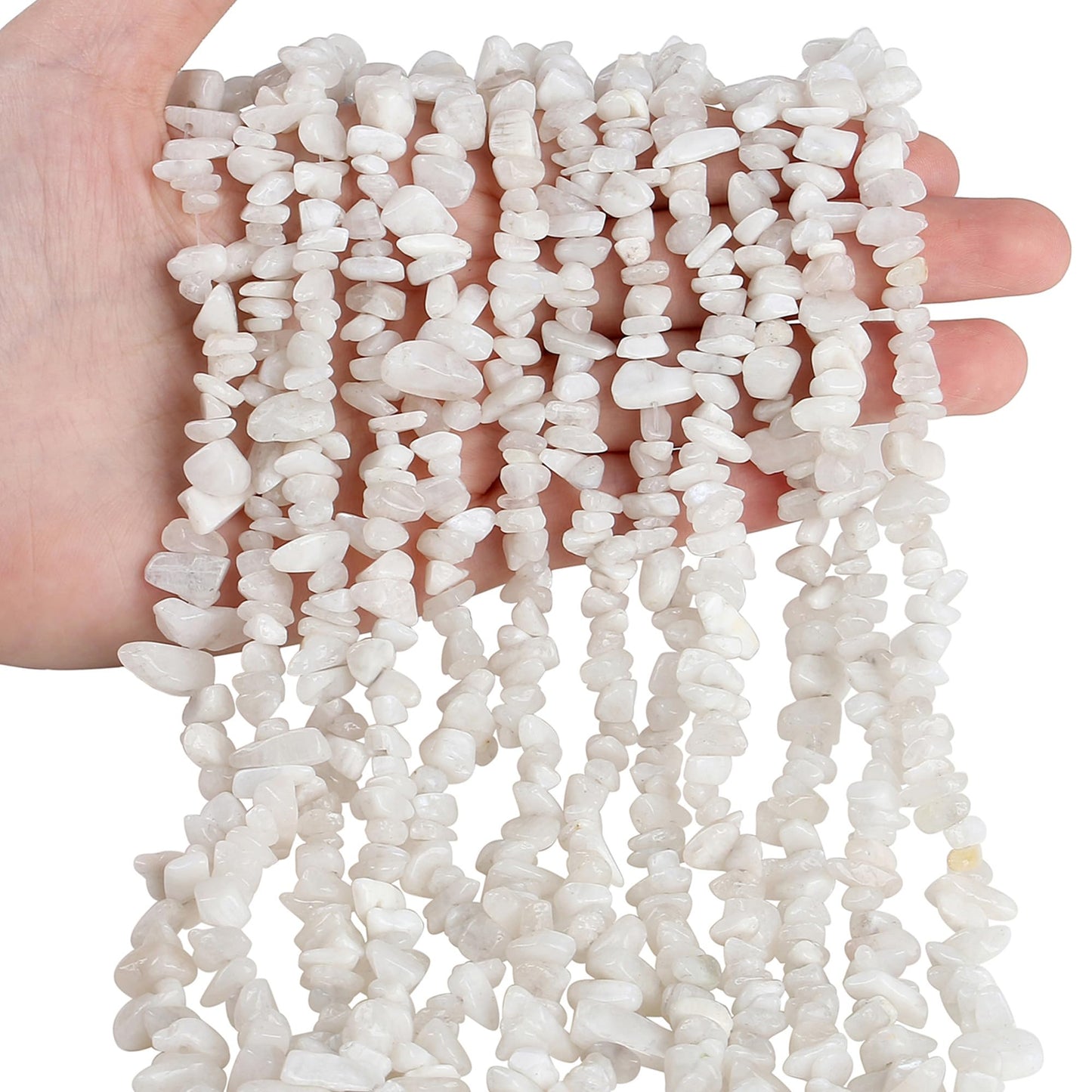 ZHIYUXI 400pcs Moonstone Beads 5-8mm Crystals Gemstones for Bracelet Making Irregular Stone Bead for Jewelry Making Natural Chips Craft 2 Strands