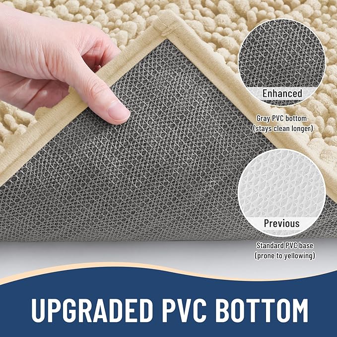 Arotive Luxury Chenille Bathroom Rug Mat, Extra Soft Thick Absorbent Shaggy Bath Rugs, Non-Slip Machine Wash Dry, Plush Bath Mats for Bathroom, Shower and Tub, 30x20, Cream Beige