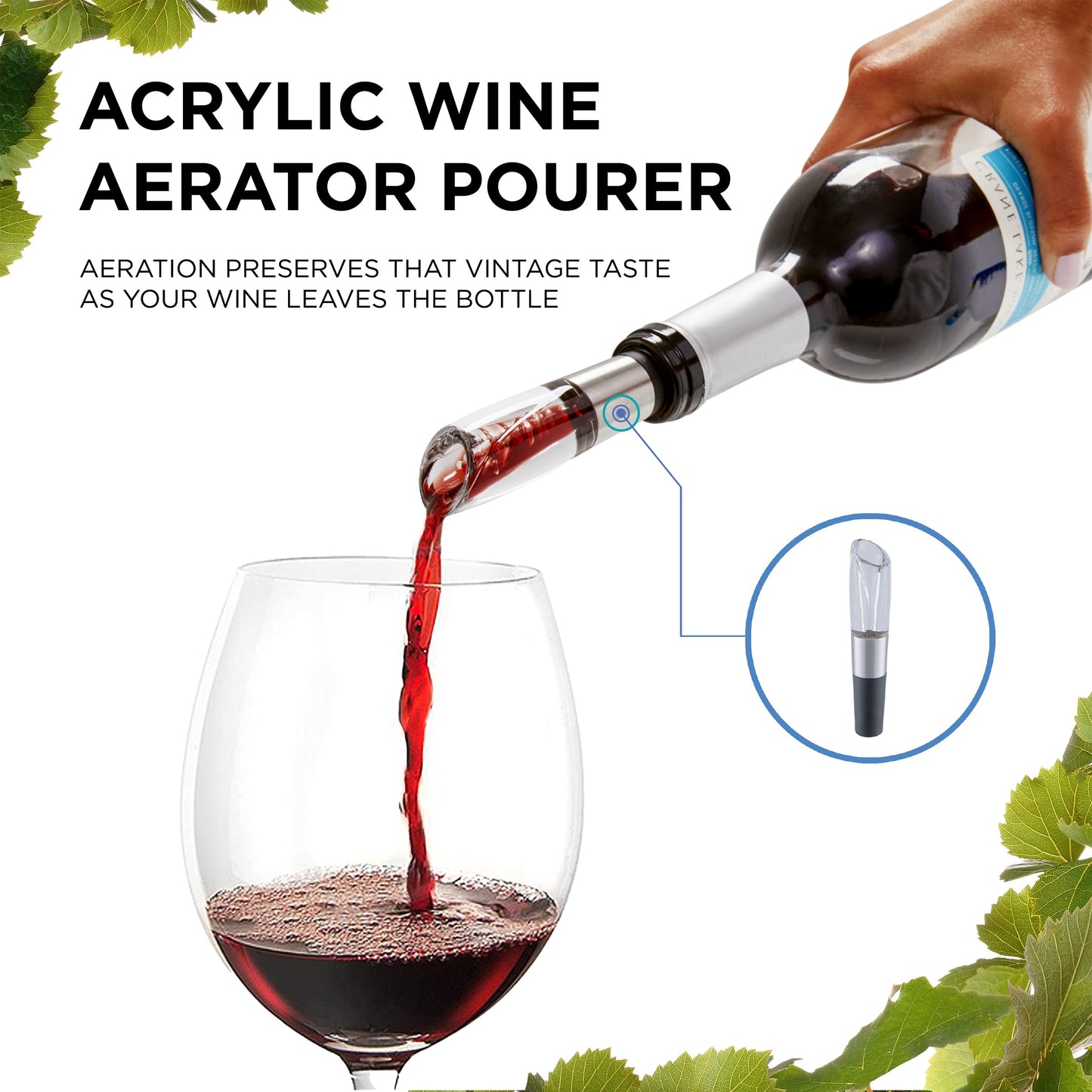 Ivation 7-Piece Wine Gift Set – Includes Electric Bottle Opener, Wine Aerator, Preserver Pump, 2 Cork Stoppers, Foil Cutter & Stand