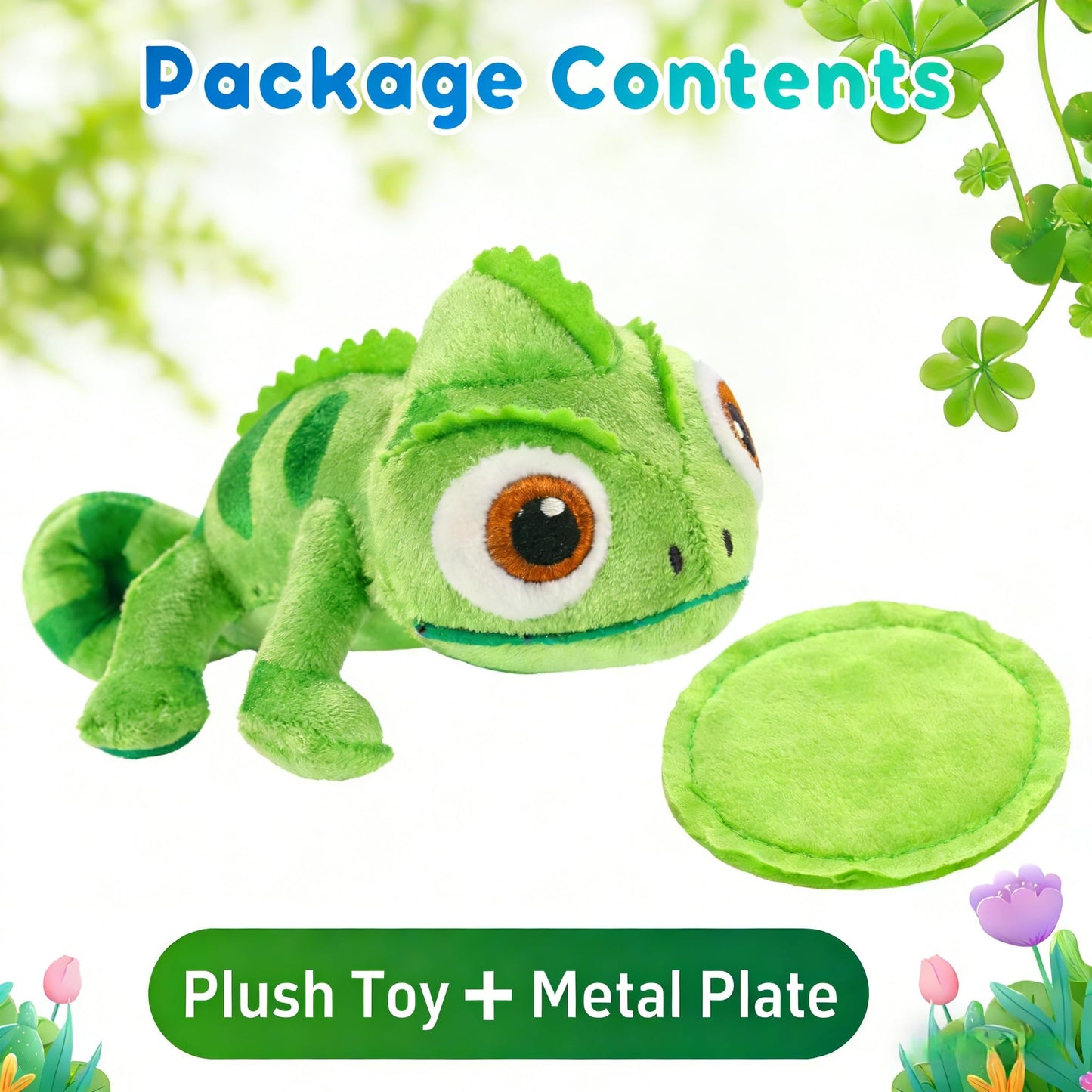 BOKIRZOS Magnetic Shoulder Chameleon Plush Toy, Soft Lizard Stuffed Animal Cosplay Accessory for Kids Teens Adults, Includes Key Ring