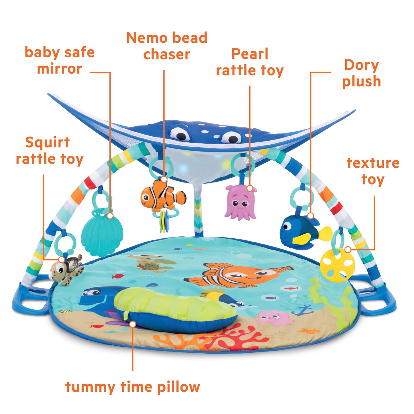 Bright Starts Disney Baby Finding Nemo Mr. Ray Ocean Lights & Music Gym, Ages Newborn +