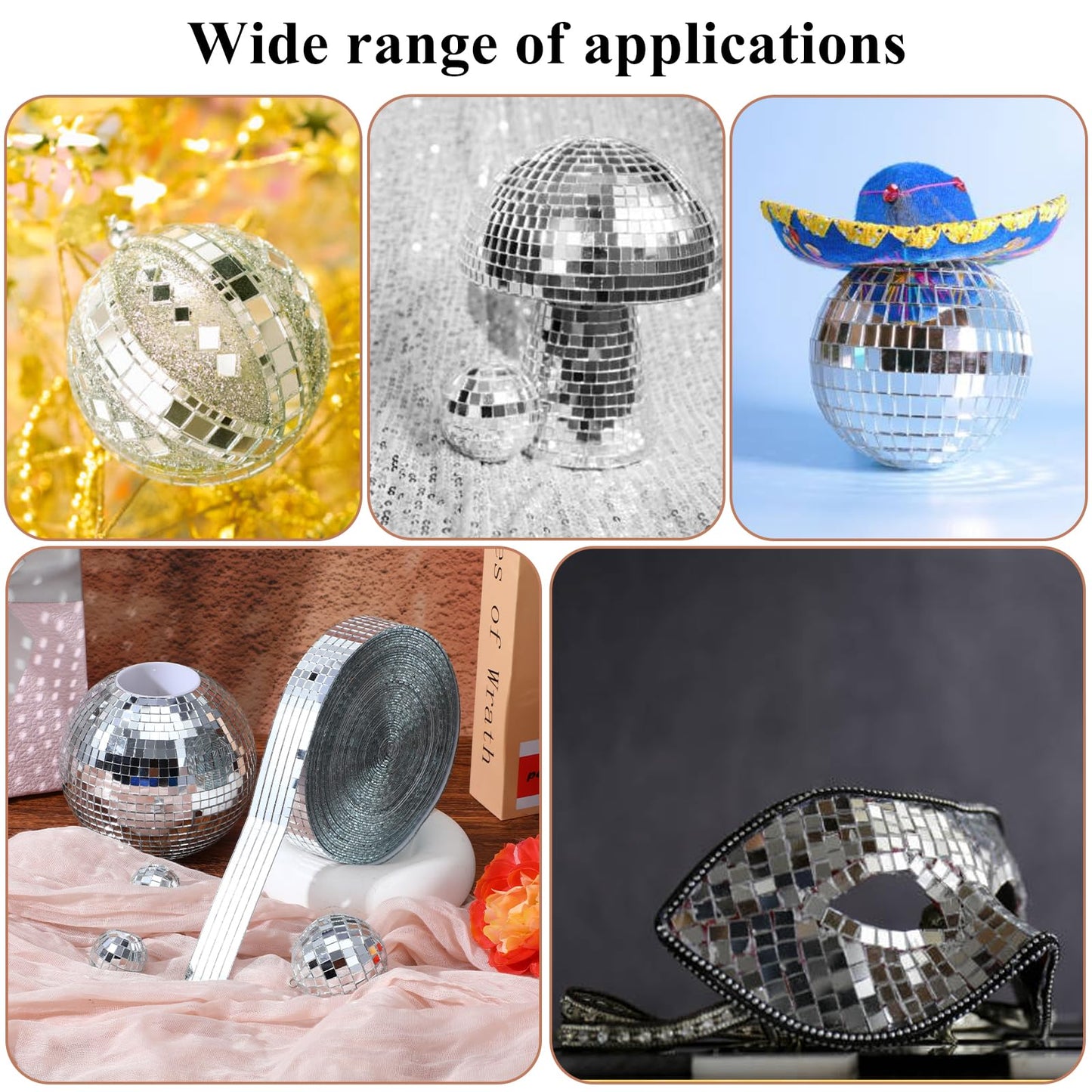 10000 Pcs Disco Ball Mirror Tiles Self Adhesive 5 x 5 mm Small Square Mirror Mosaic Tiles Disco Ball Tapes Stickers for Crafts DIY Party Decoration