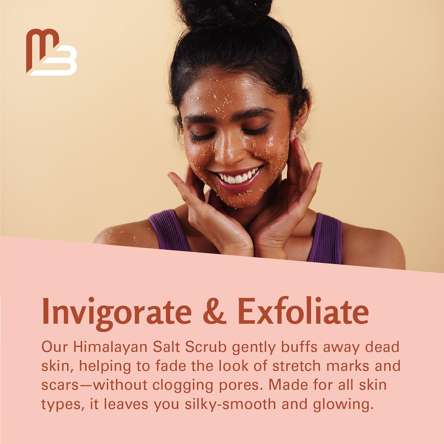 Himalayan Salt Scrub, Face, Foot, and Body Exfoliator with Collagen and Stem Cells, Exfoliating Scrub for Toning, Cellulite, and Skin Care by M3 16 fl oz