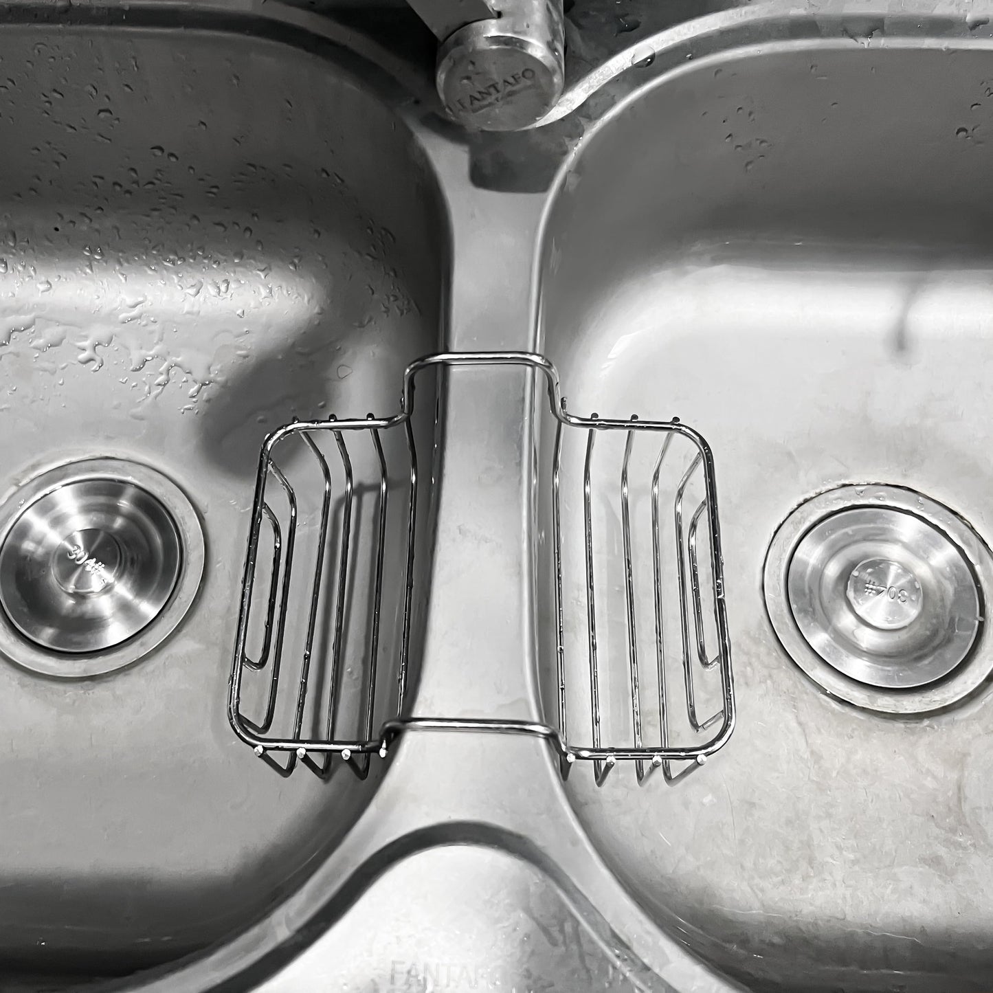 BuleVina Stainless Steel Sponge Holder for Kitchen Sink - Never Rust Hanging Saddle Double for Soap Kitchen Sink Caddy 2.2 inch, Rustproof Organizer for Dishwashing and Brush Drying