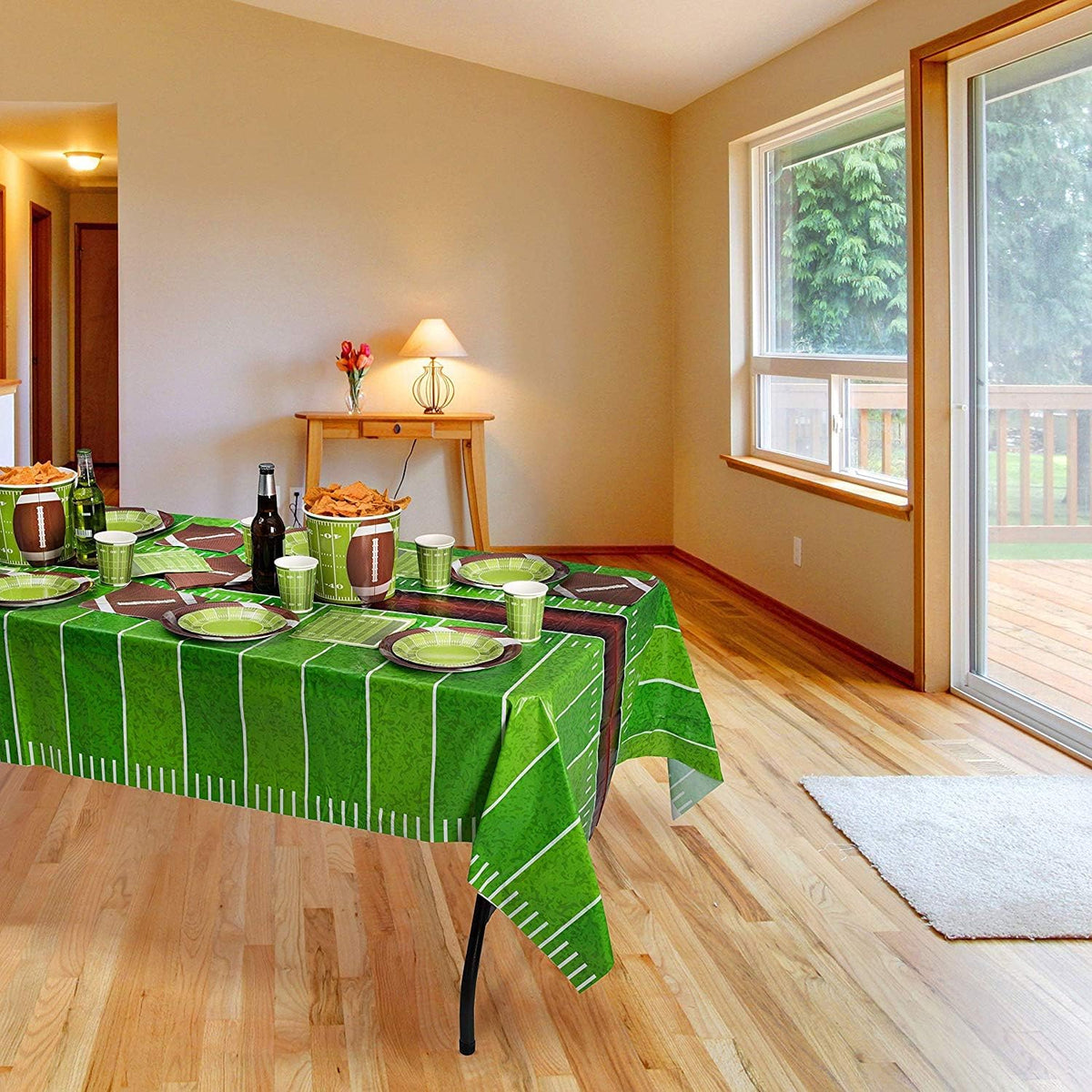 Hammont Football Tablecloth - Disposable Foot Ball Tablecloth - Super Bowl Party Supplies - Birthday | Gameday | Football Themed Party Decorations - 54" x 108" Table Cover (4 Pack)