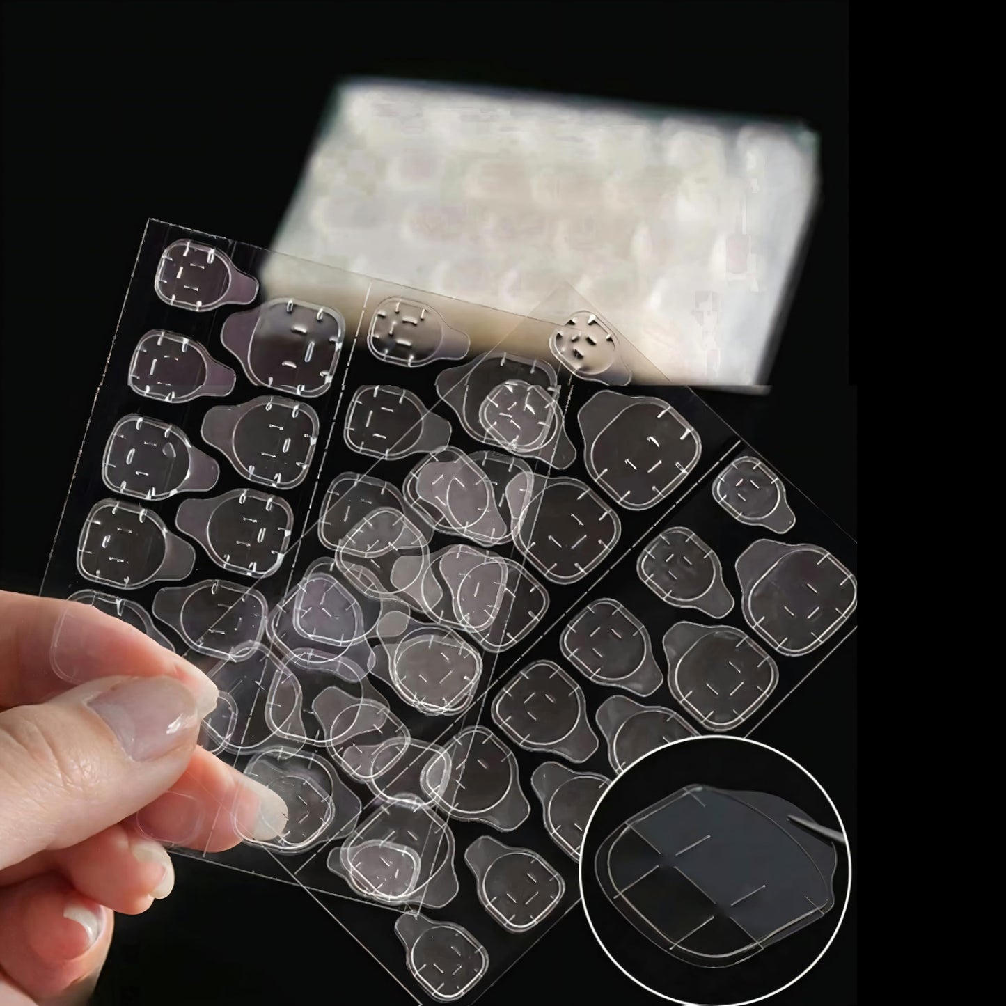 Fiaoudm Ultra-Slim Nail Adhesive Tabs – Jelly Double Sided Waterproof Gel Sticker Pads with Tool Set, Seamless & Strong Hold for Press On Nails, Fake Tips & Manicures, 24 Sizes Ultra-Thin Clear(15)
