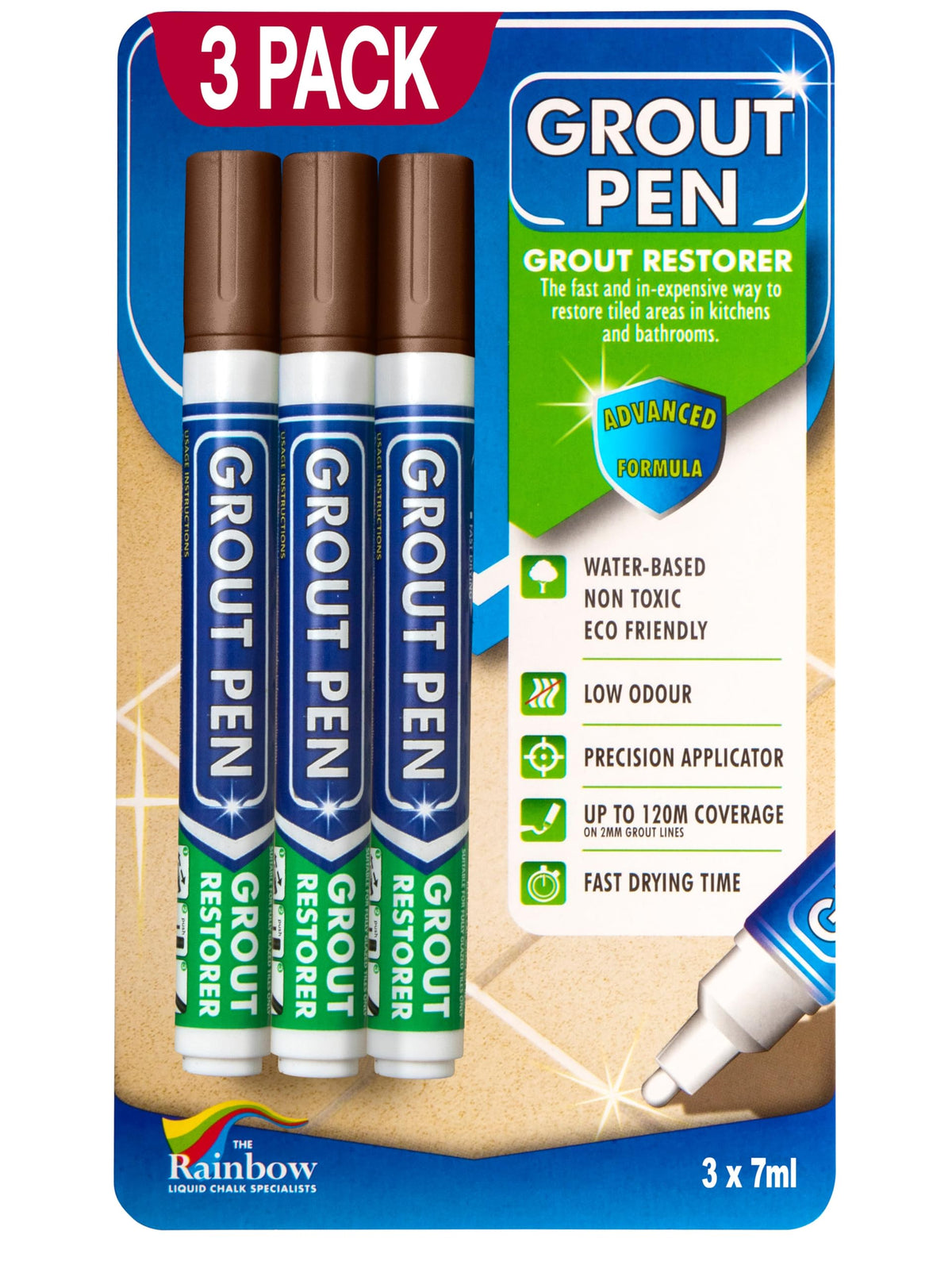 Grout Pen Brown Tile Grout Paint Marker (3 Count)